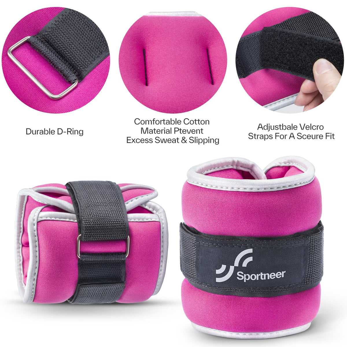 Sportneer Ankle Weights & Wrist Weights -1 2 3 4 5 Lbs Set of 2 for Men Women Kids Strength Training Arm and Leg Weights Set Comfortable and Soft Perfect for Dancing Running Walking Fitness Workout
