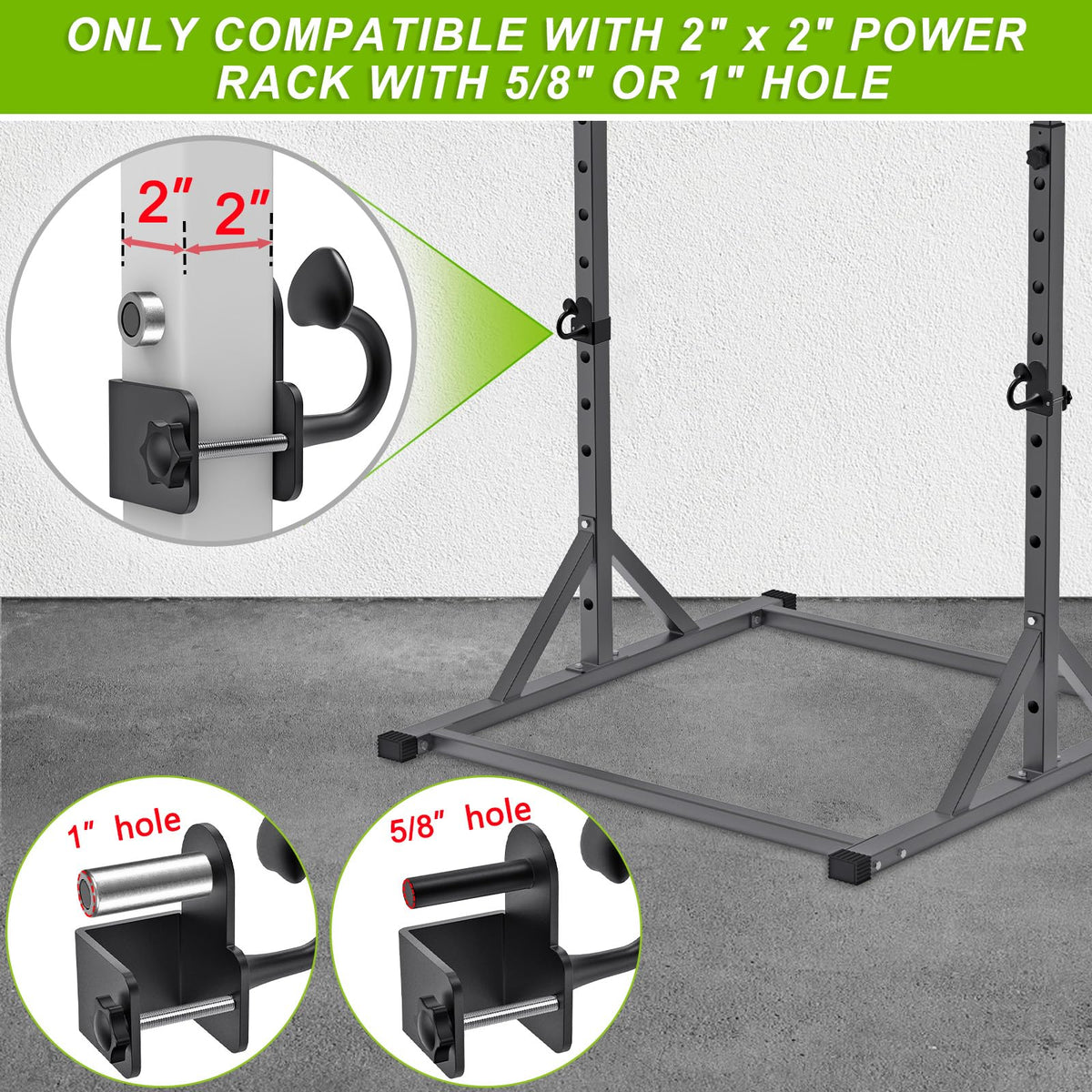 Lifeswell Resistance Band Anchors, Rack Attachment for 2"x2" Power Rack with 1" or 5/8" Hole, Adjustable Multi Point Workout Hook for Strength Training, Fitness, Physical Therapy, 2 Pack