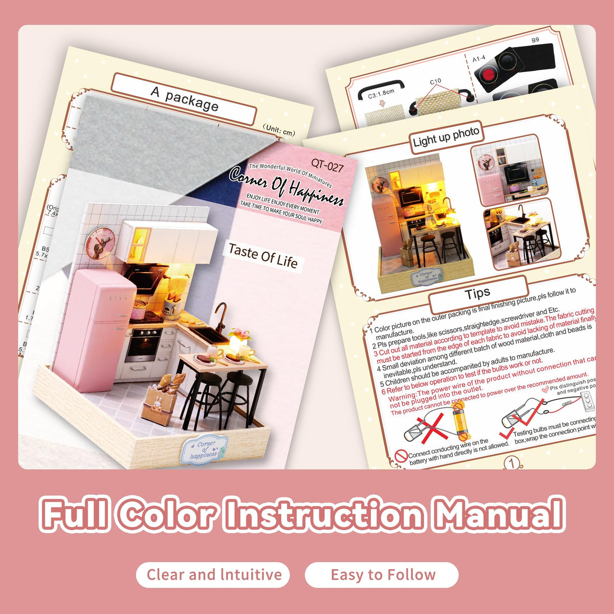 Flever Dollhouse Miniature DIY House Kit Creative Room with Furniture for Romantic Artwork Gift (Taste of Life)