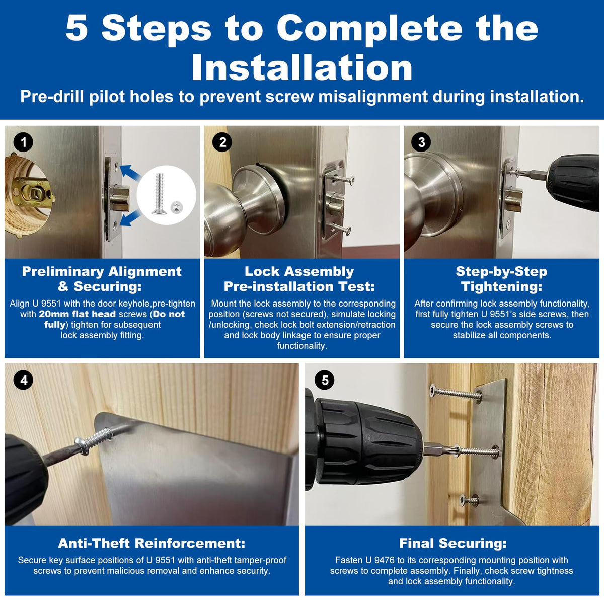 U 9551 Stainless Steel Lock and Door Reinforcement Plate fits 1-3/4"Thick Doors and Includes the U 9476 Security Latch Strike (1-1/4 "x 7-7/8").