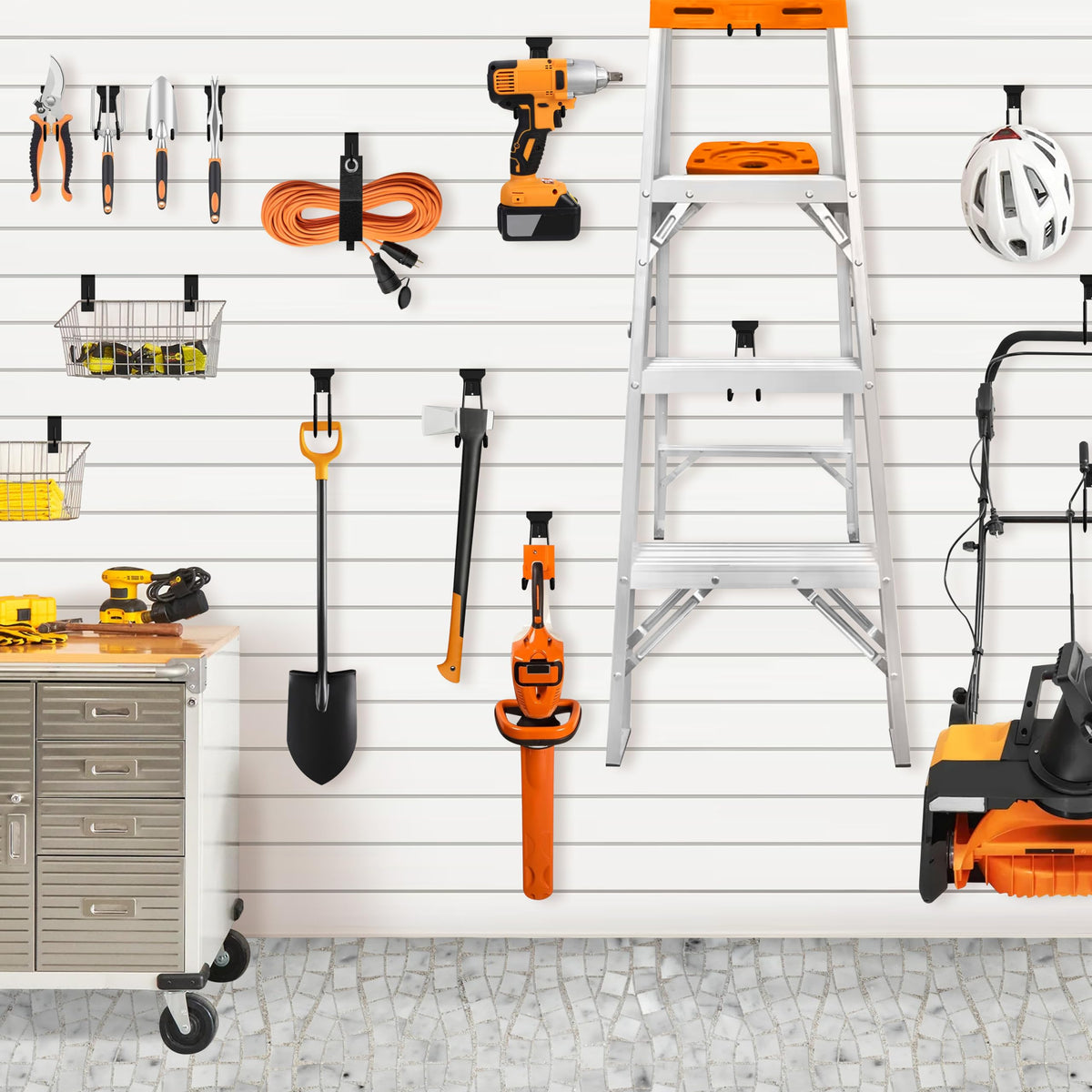 klasit Slatwall Hooks Black 20Pack Firmly and Durable Slatwall Accessories,Perfect for Organizing Garden Tools and Heavy Duty Tools and Garage Hooks Organize Your Space Efficiently