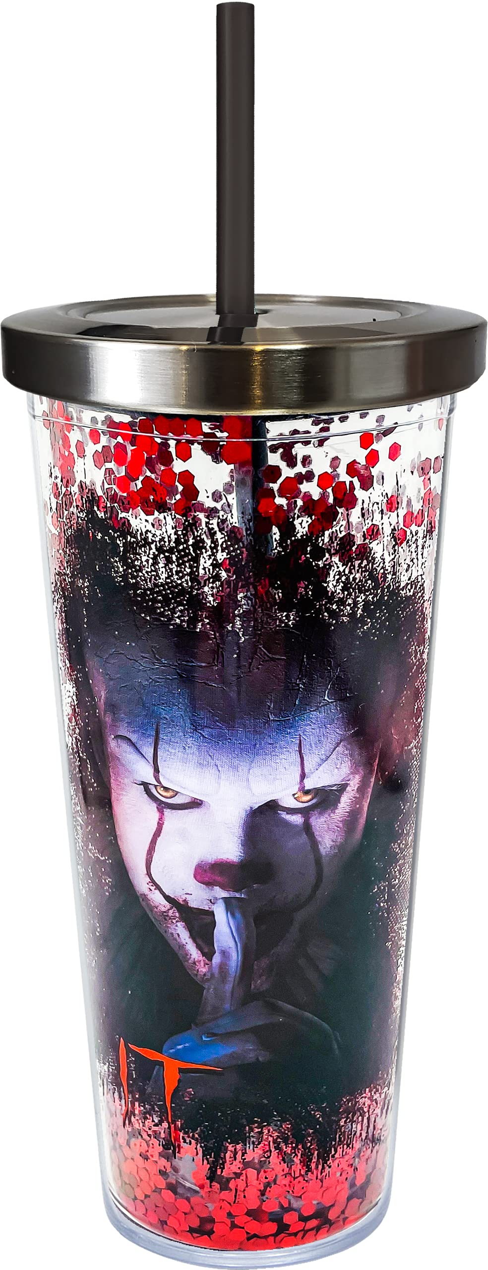 Spoontiques IT Glitter Filled Acrylic Tumbler - Glitter Cup with Straw - 20 oz - Stainless Steel Locking Lid with Straw - Double Wall Insulated - BPA Free