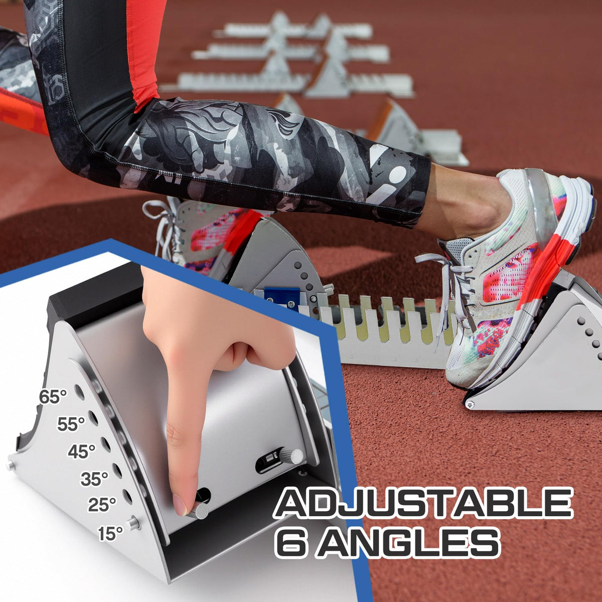 VioraWhite Starting Block 25.2 Inch 6 Adjustable Angle Sprinter Pedals Track and Field Accessories Multi Function Lightning Running Blocks for Cinder Track Plastic Runway Athletes Runners, Yellow