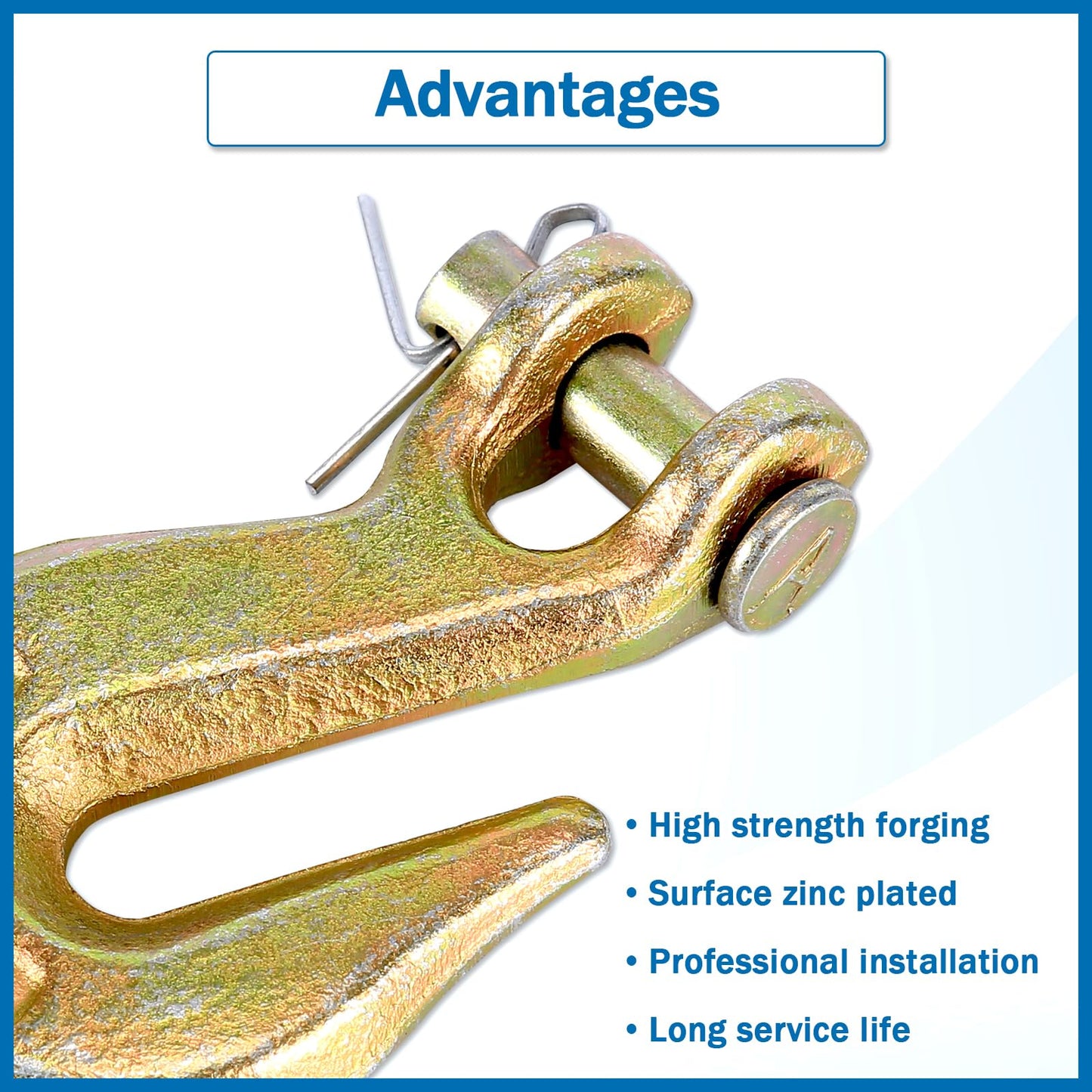 TBAPFS 2Pcs 3/8 Inch Clevis Grab Hooks Grade 70 Chain Hook 7500 Lbs Working Load Limit for Trailer Truck Transport