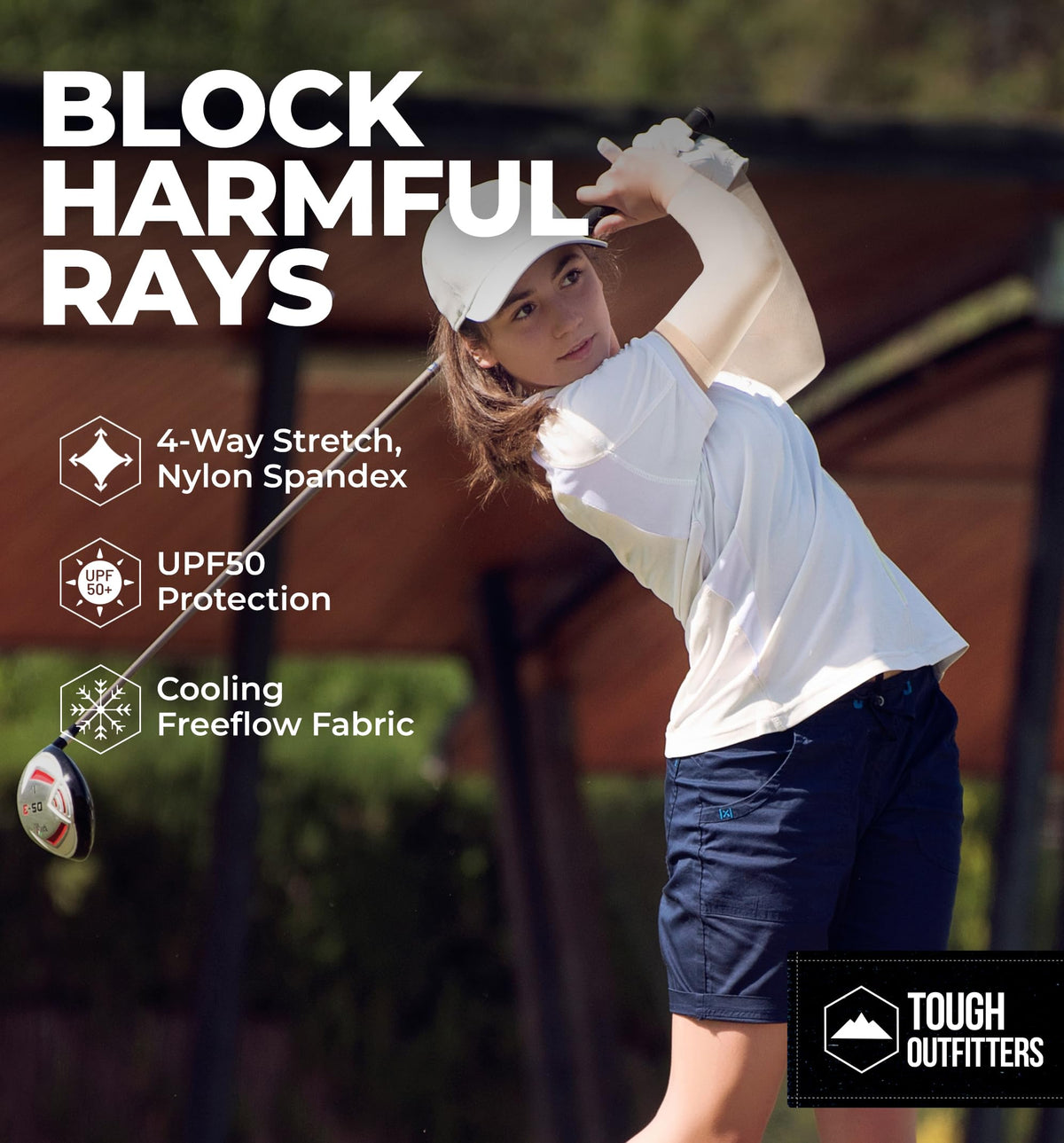 Tough Outdoors UV Arm Sleeves for Men and Women - Sun Protection Sleeves - Compression, Golf, Baseball, Cooling, Tattoo Arm Sleeve - Mangas Para El Sol Para Hombre