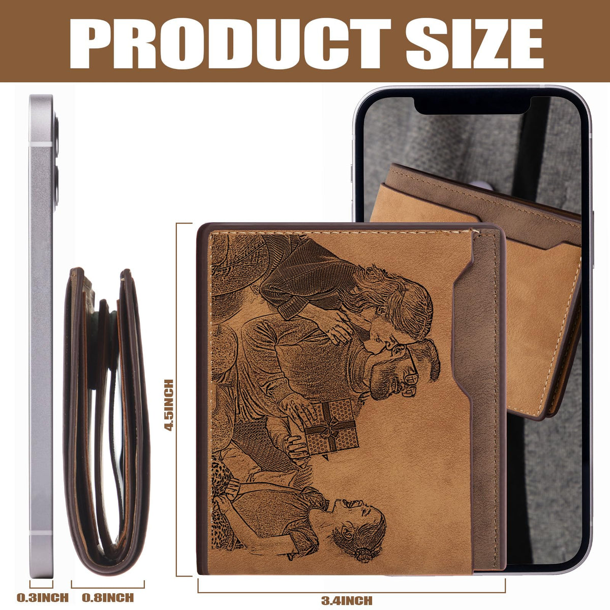 Dansydaisy 12 Pcs Leather Photo Wallet for Dad Fathers Day Blank Wallets Bulk for Men Fold PU for DIY Birthday Gift(Brown)