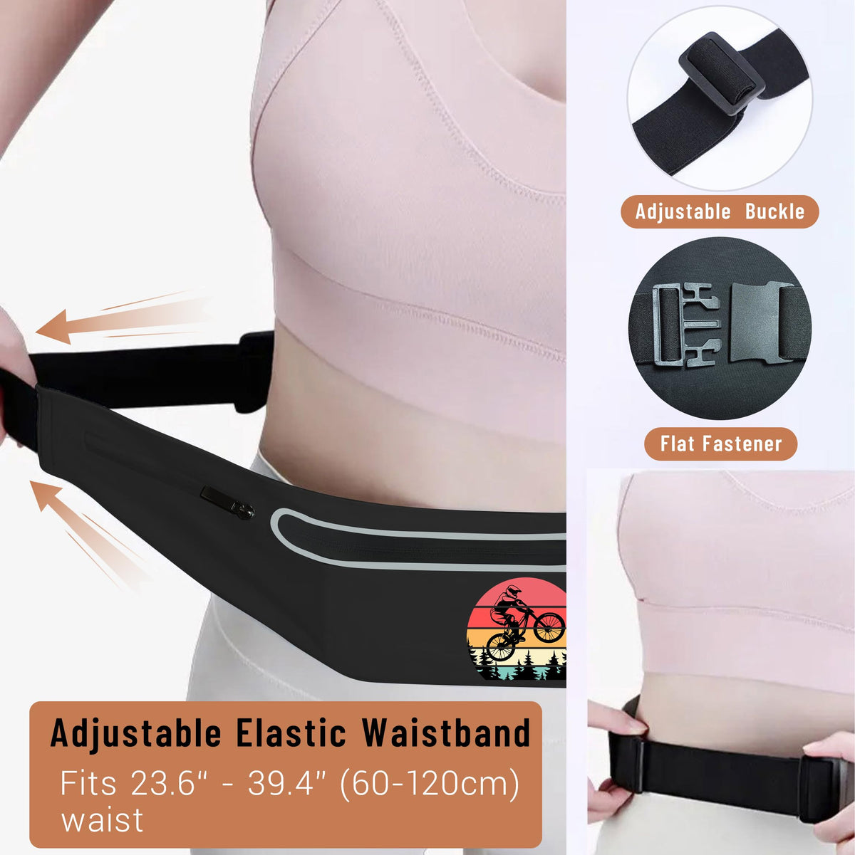 Mountain Tree Bicycle Running Belt Waist Pack Bag for Men Women,Runner Fanny Pack with 3 Pouches,Waterproof Reflective Running Bag Phone Holder for Jogging Hiking Traveling Gym,runner gifts for women