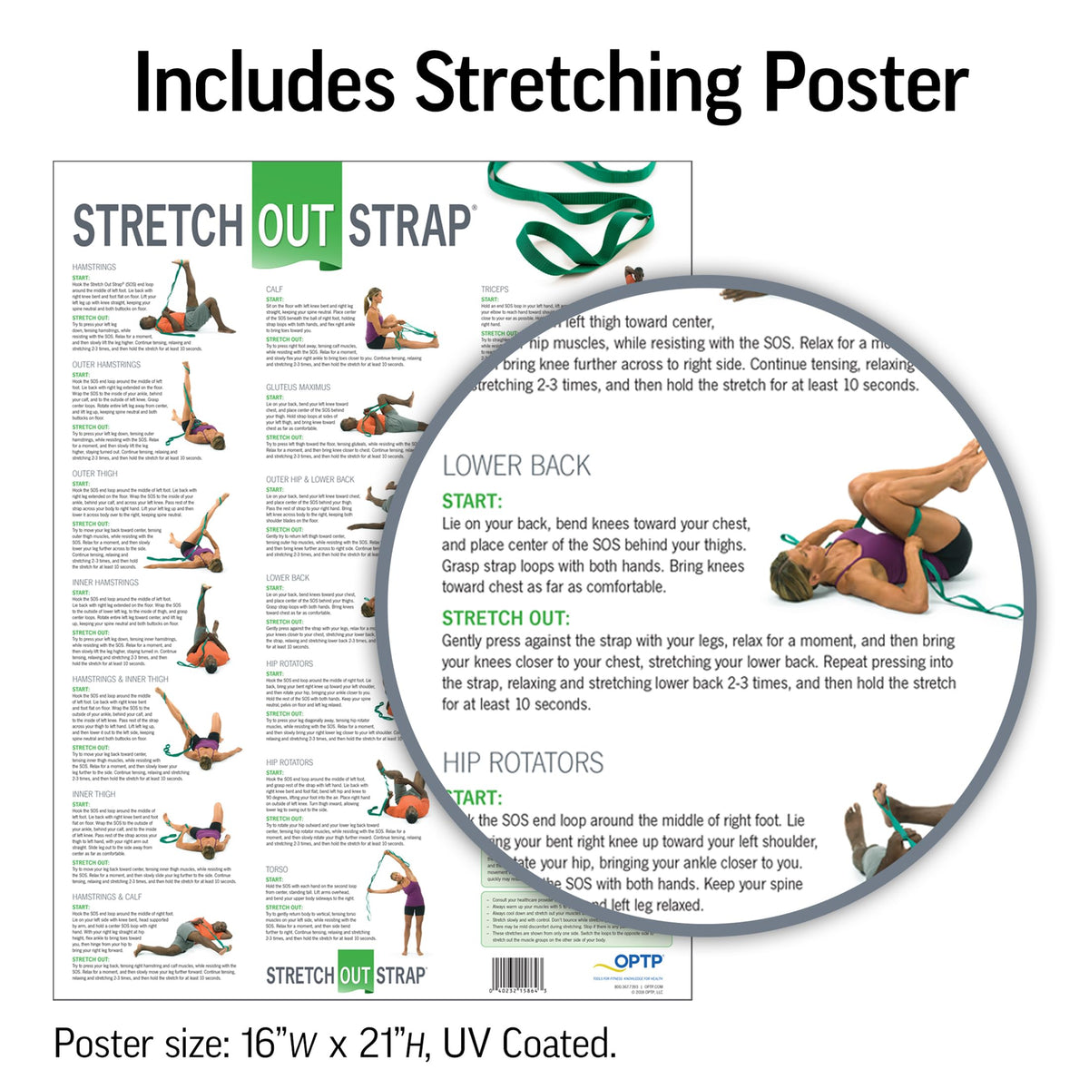 The Original Stretch Out Strap with Exercise Poster – Made in the USA by OPTP – Stretching Strap and Yoga Strap for Stretching, Physical Therapy Exercise and Flexibility
