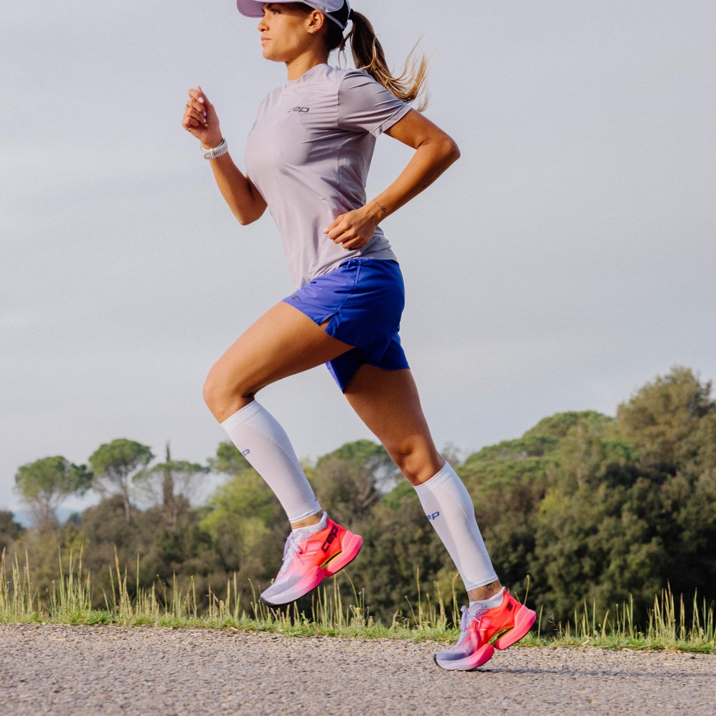 CEP Core Run Ultralight Calf Sleeves, Lilac/Pink, Women, II