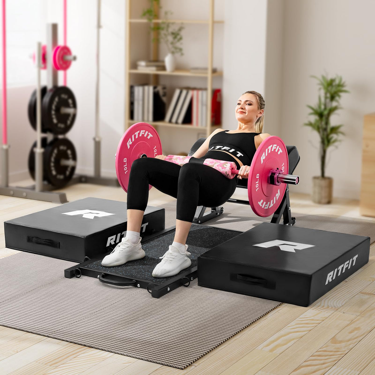 RITFIT Olympic Barbell 4ft/6ft - 2 Inch Weight Bar for Strength Training, Weightlifting, Squat, Deadlift, Bench Press, Curl, Overhead Press - 350lbs/500lbs Capacity 4FT Pink