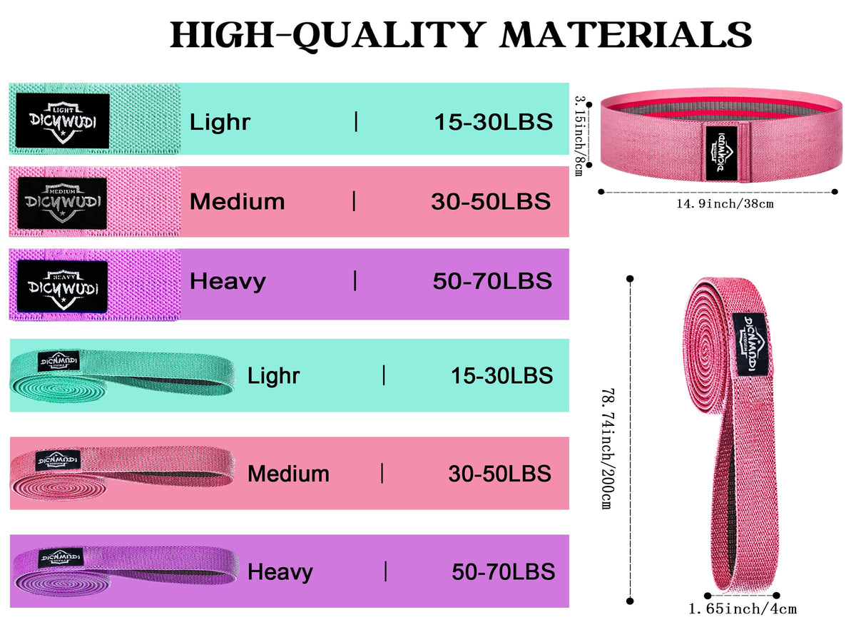 DICYWUDI Pilates Essentials Kit for Home Women, Pilates Equipment for Workouts, 6 Fabric Resistance Bands, 12 Inch Magic Circle Yoga Ring, Mini Exercise Ball, Great Exercise Accessories