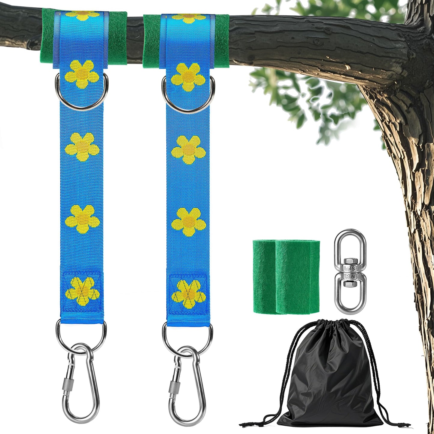Werflyto Safe Tree Swing Hanging Straps Kit, 3FT/10FT/15FT/20FT, Heavy Duty Holds 5500LBS Extra Long Adjustable Tree Swing Straps, Easy & Fast Way to Hang Any Swing or Hammock(20 FT)