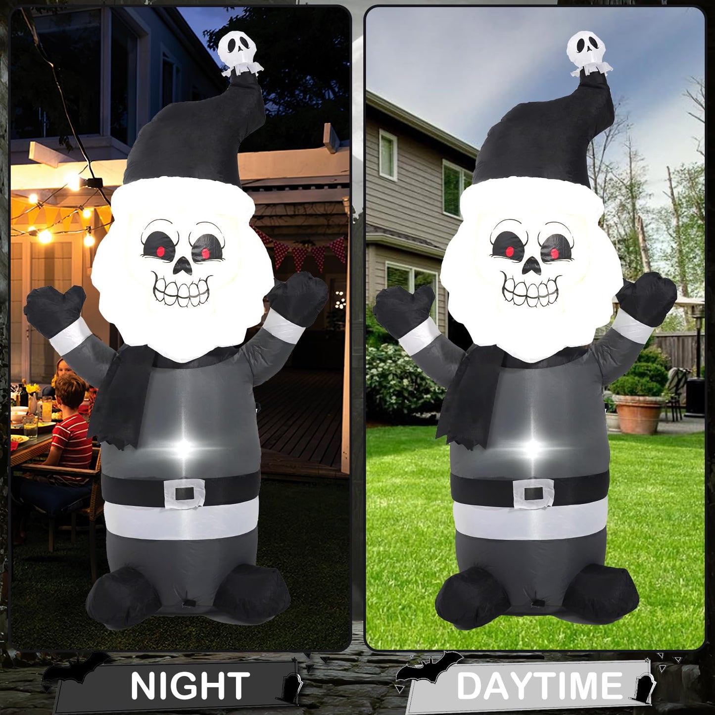 HZGEDJTG 6FT Grey Old Man Outdoor Inflatable Decoration with Built-in LED Lights, Suitable for Holiday Decorations in Yards, Lawns, and Terraces