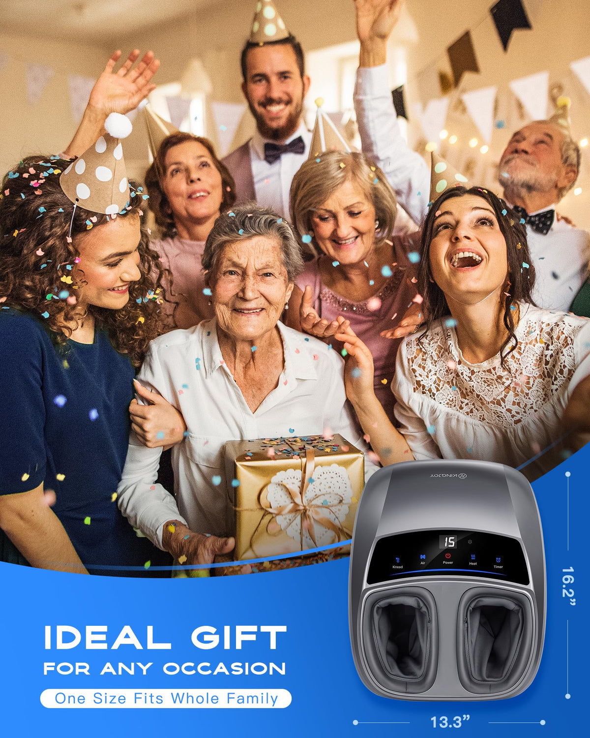 KINGJOY Foot Massager with Heat for Neuropathy, [2026 Upgraded], Deep Kneading Shiatsu Foot Massager for Plantar Fasciitis, Fits Up to Men Size 14, Gifts for Women Mom Men Dad Seniors