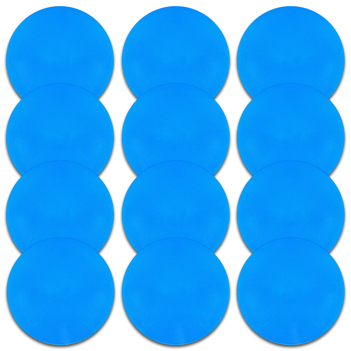 Spot Markers 9 inch 12 Pcs Non-Slip Rubber Agility Markers Flat Field Cones Floor Dots for Football, Soccer, Basketball Training Markers, School Activities, Exercise Drills, Social Distancing Blue