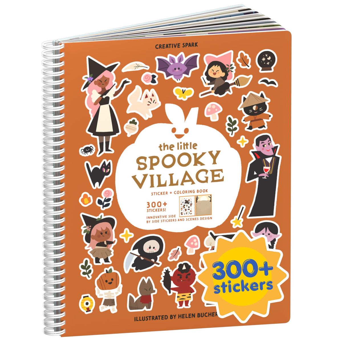 Spooky Village Halloween 300+ Sticker Book by Cupkin Toddler Travel Activity Coloring + Sticker Book, Road Trip Essentials, 8 Coloring Pages + Side by Side Scenes for Ages 2–8 Years