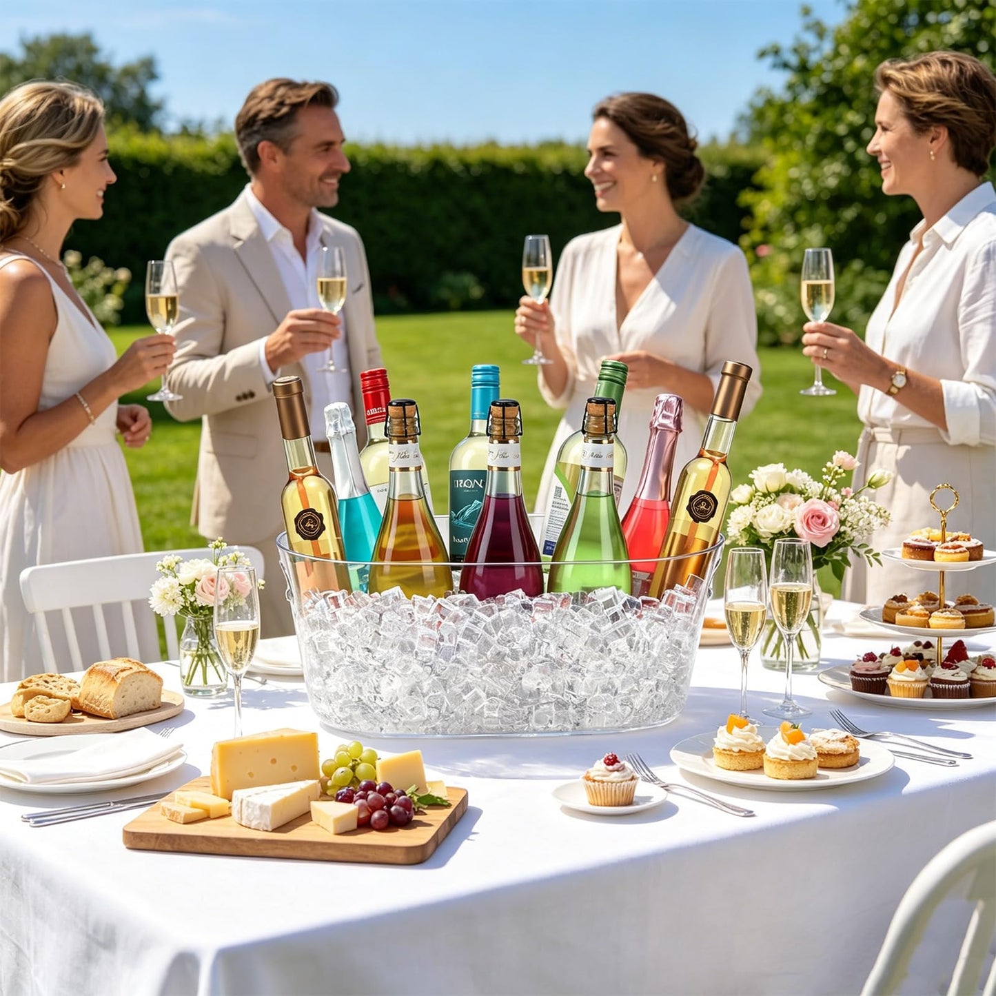 4 PCS Ice Buckets for Parties, 15L Large Ice Bucket, 4 Gallon Champagne Bucket with Scoops, Beverage Tub Mimosa Bar Supplies for Champagne, Beer, Cocktail