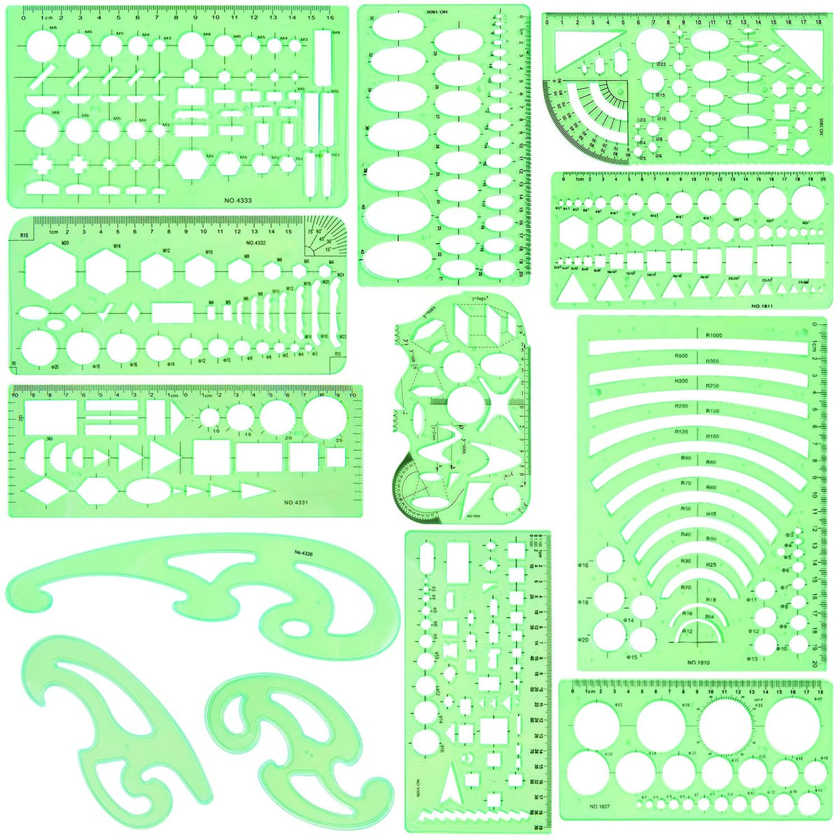 SenseYo 13 Pack Drawings Templates Stencil, Circle Template for Geometric Drawing Stencils, Plastic Clear Circle Stencils Architecture Supplies Drafting Tools for Office, Studying, Designing