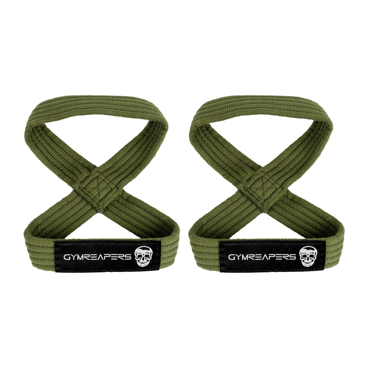 Gymreapers Figure 8 Lifting Straps for Deadlift, Powerlifting, Strongman, & Cross Training Strong Weightlifting Wrist Straps for Men, Women (OD Green, Small)
