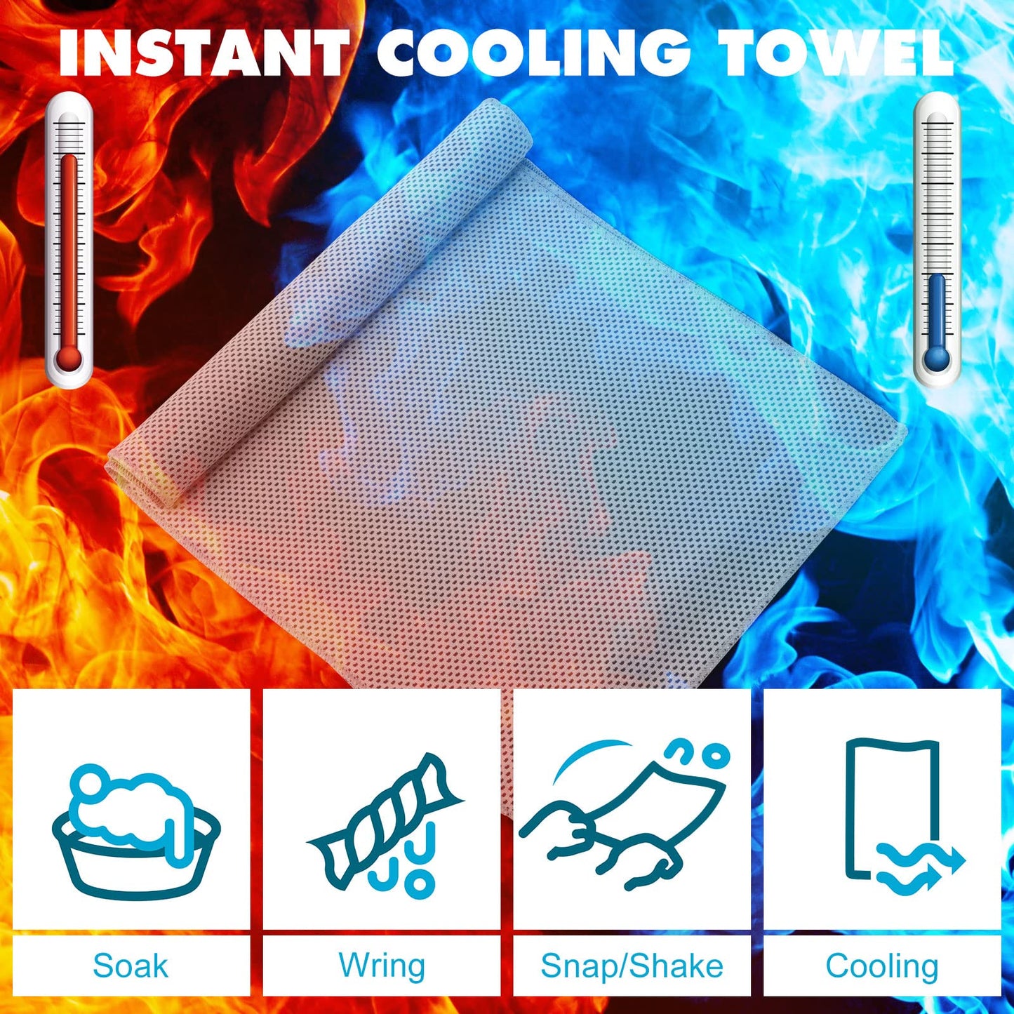Honoson 20 Pack Cooling Towels,35 x 12 Inch Ice Breathable Soft Chilly Sweat Rag Microfiber Workout Rags for Gym Cooling Towels for Neck and Face for Yoga Golf Sport Running Gym Workout