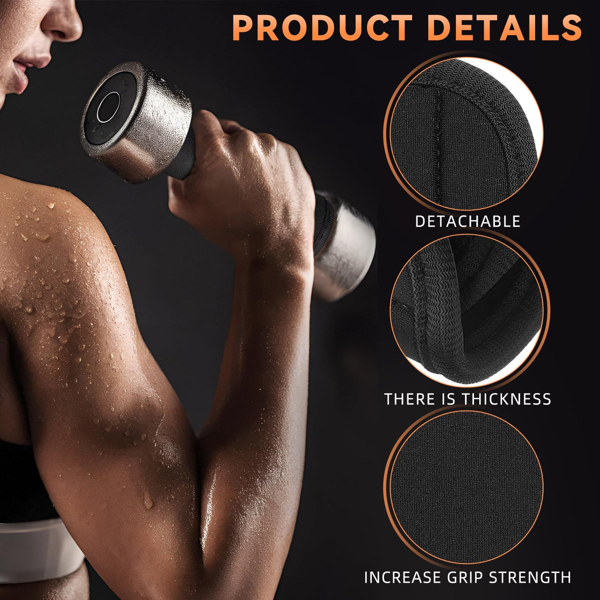 Hemoton 2 Pack Barbell Pad Dumbbell Grips, Anti-Slip Hand Weight Lifting Bar Cushion Cover, Thick Neoprene Handle Wraps for Gym Workout Strength Training, Bar Grip Protector, Black