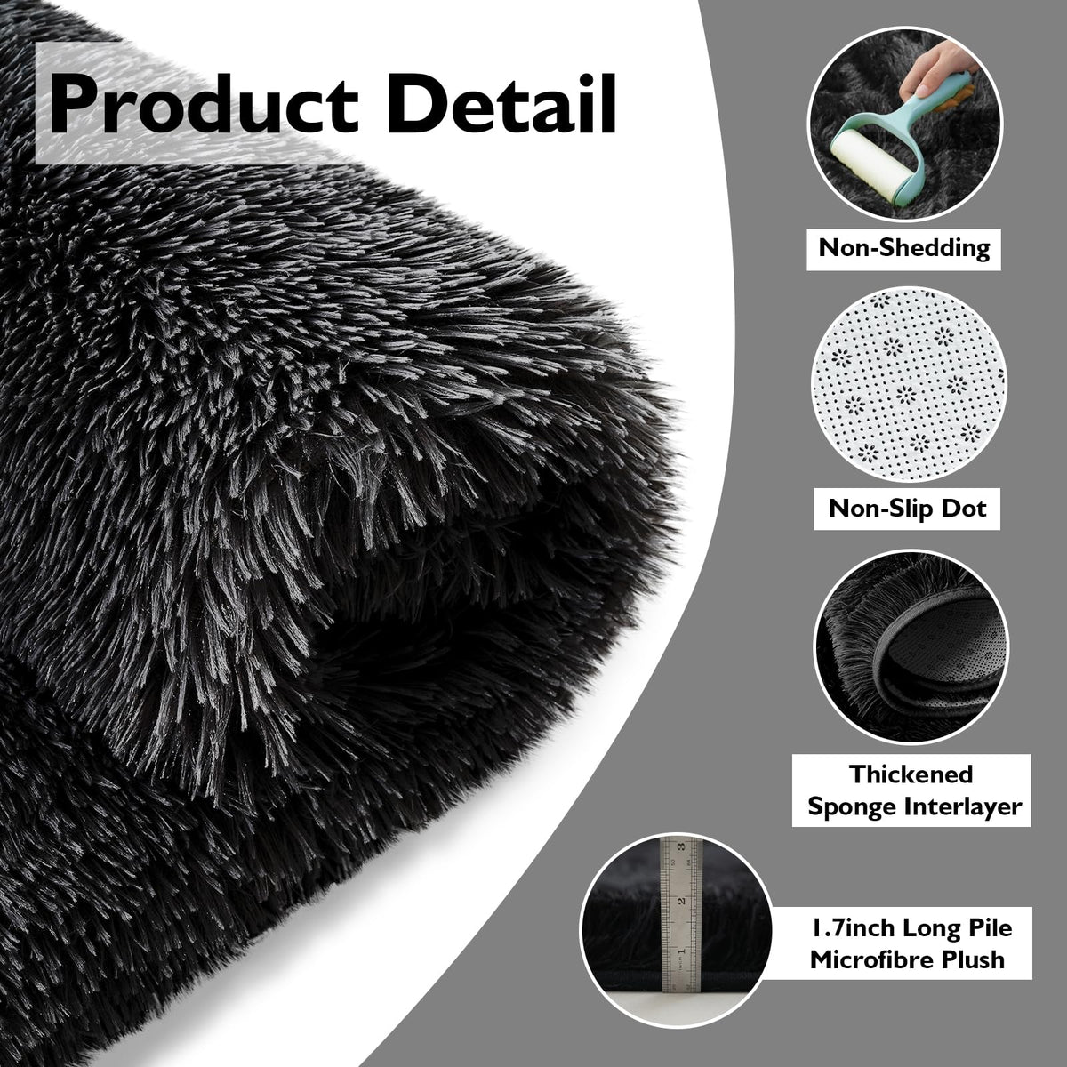 8x10 Fluffy Area Rugs for Living Room,Shag Area Rug for Bedroom,Black Soft Fuzzy Rug Non-Shedding Indoor Plush Carpet for Bedroom Home Decor