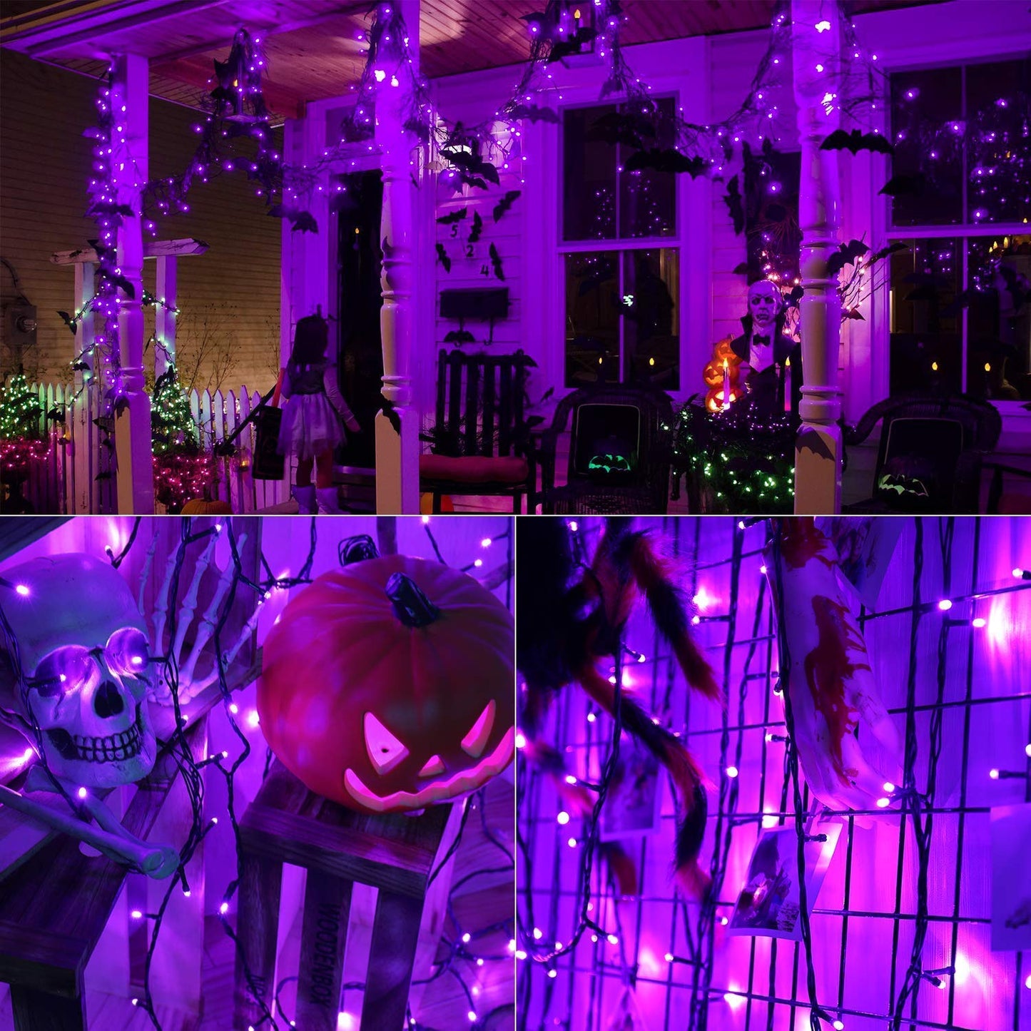 BrizLabs Purple Halloween Lights, 78.74ft 240 LED String Lights with Timer, Plug in Halloween Purple Mini Light Connectable, Outdoor Waterproof Tree Light for Indoor Outside Decor
