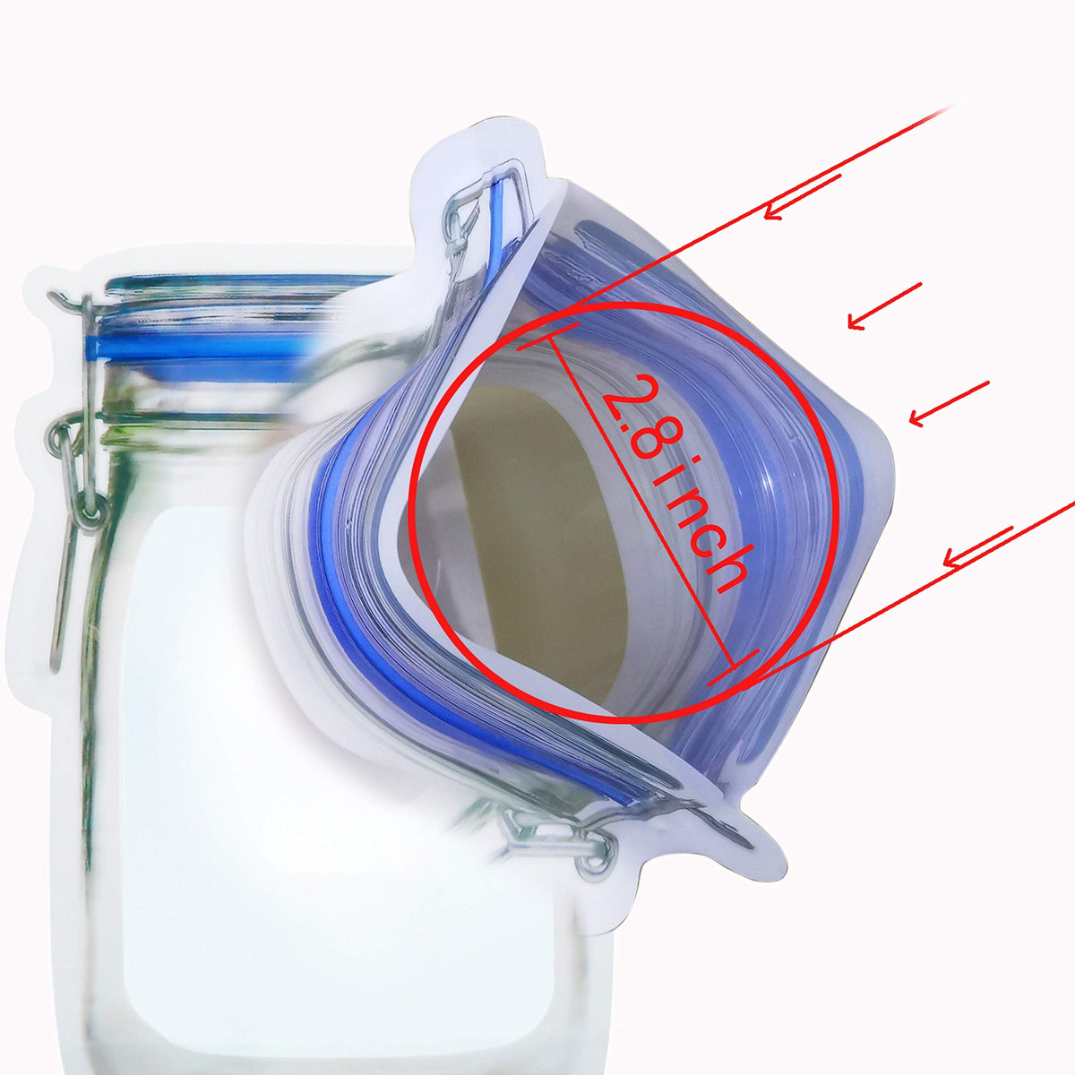 laffeya 20Pack 1000ml (9.7 * 6.6 * 4.7inch) Reusable Mason Jar Bags for Candy & Snacks - Leakproof Storage & Display