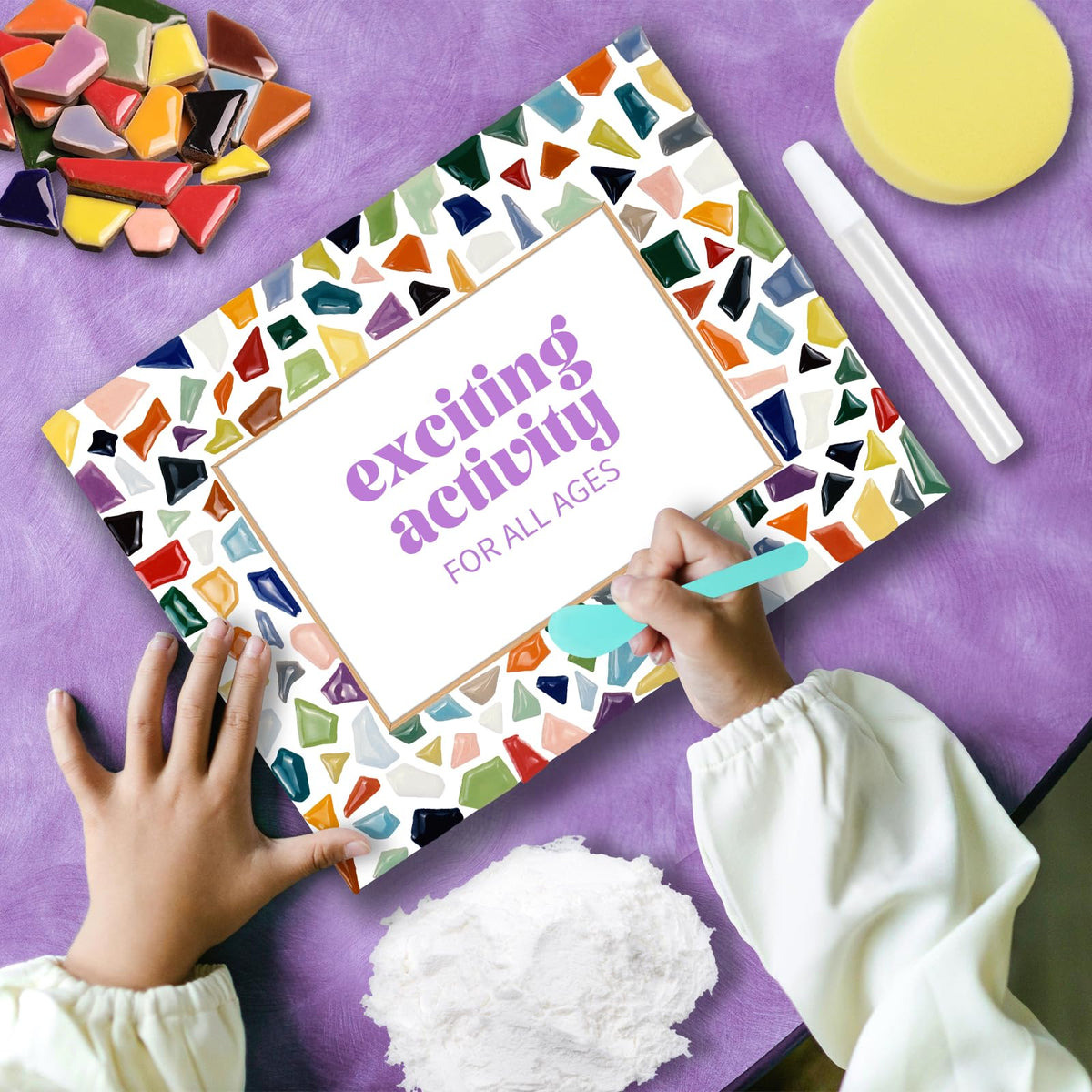 goldentime Decorate Your Own Mosaic Picture Frame - DIY Mosaic Craft Kits Fun Arts and Crafts for Adults Christmas Valentine Birthday Mother’s Day Gifts
