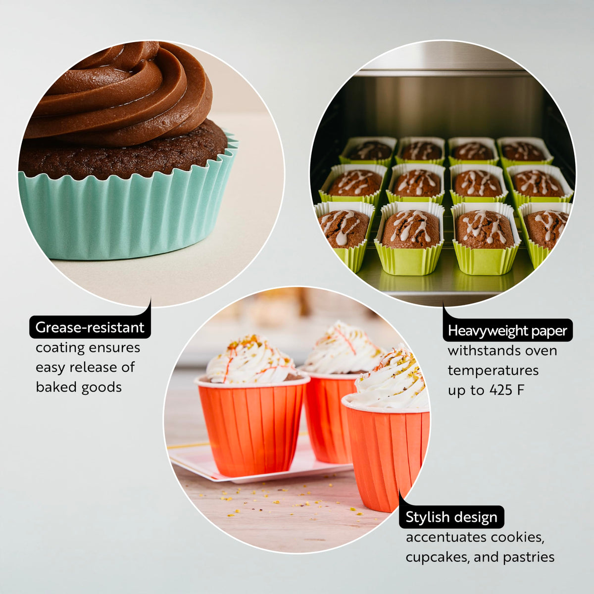 Restaurantware Paper Baking Cups 200 Count 0.4 Ounce Paper Greaseproof Muffin Liners, 2 Inches Disposable Baking Cups Flared Design Black for Oven and Freezer Use