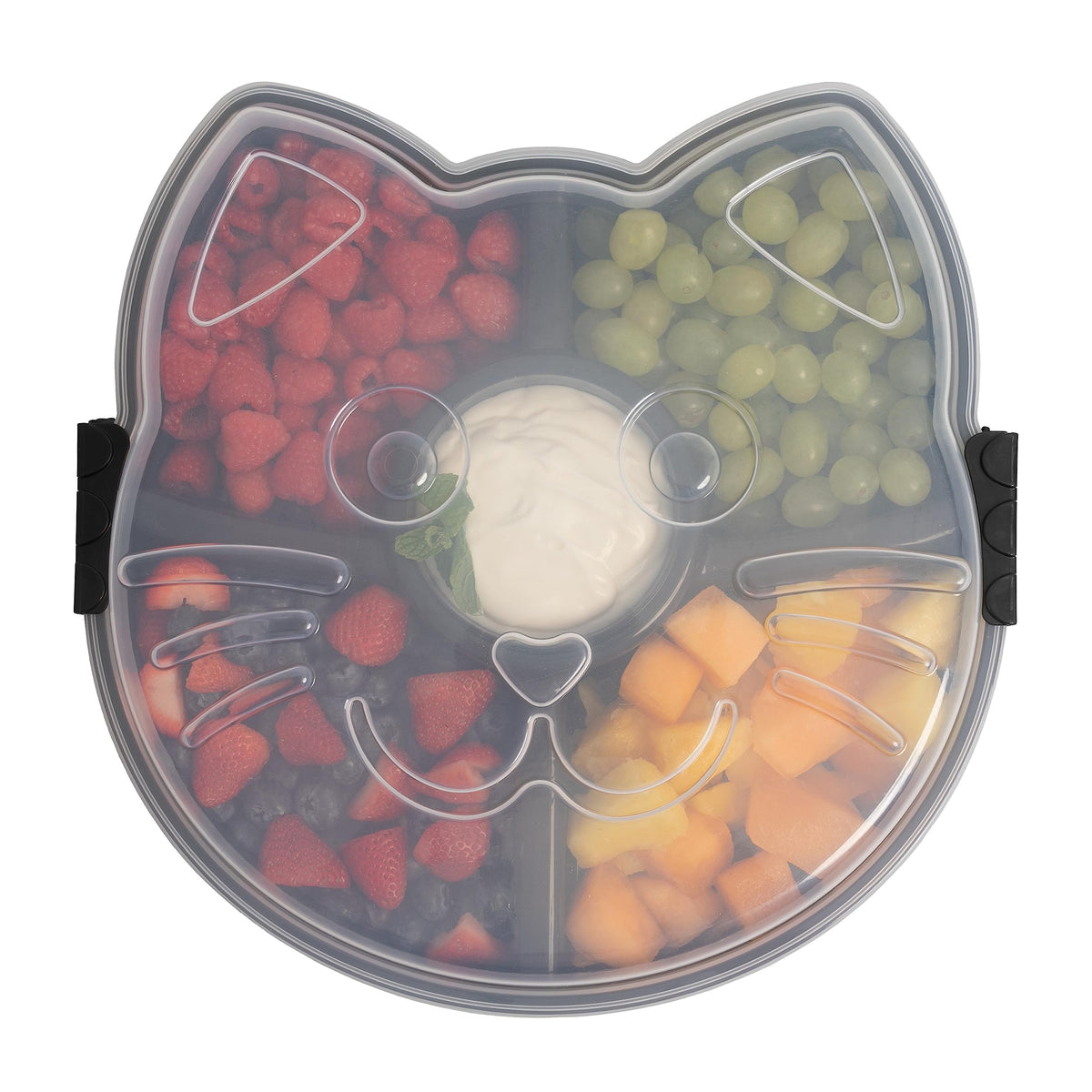 KOLORAE Black Cat Reusable Serving Tray - Unique 5 Compartment Cat Snack Tray - Great for Entertaining Food Storage for Appetizers, Snacks, Chips & Dip, Fruits & Veggies - Fall Halloween Tray