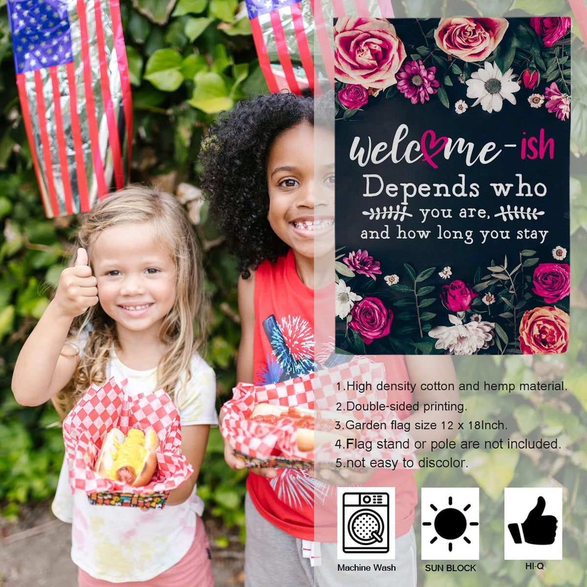WutePade Welcome-ish Depends on Who You Are & How Long Autumn Flags for Outside Farmhouse Garden Flags for Outside, Halloween Yard Flags for Outside Outdoor Fall Flags 12 x 18 Inches Double Sided