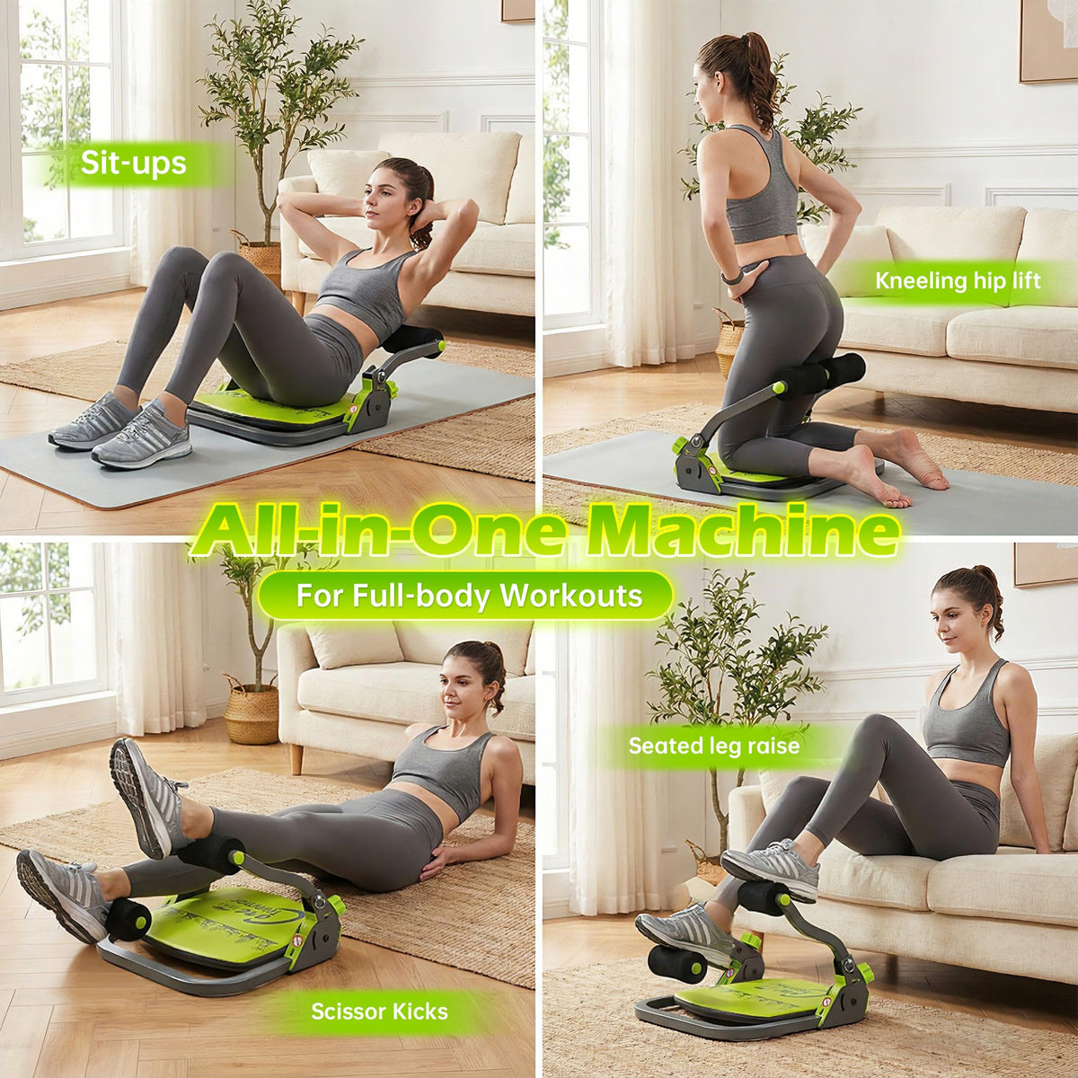 leikefitness Ab Trainer, Ab Machine, Ab Workout Equipment, Sit Up Machine, Core Muscle Trainer with Multi-Mode Full-Body Workouts, No-Assembly Foldable Design & Adjustable Auto-Rebound for Home Gym