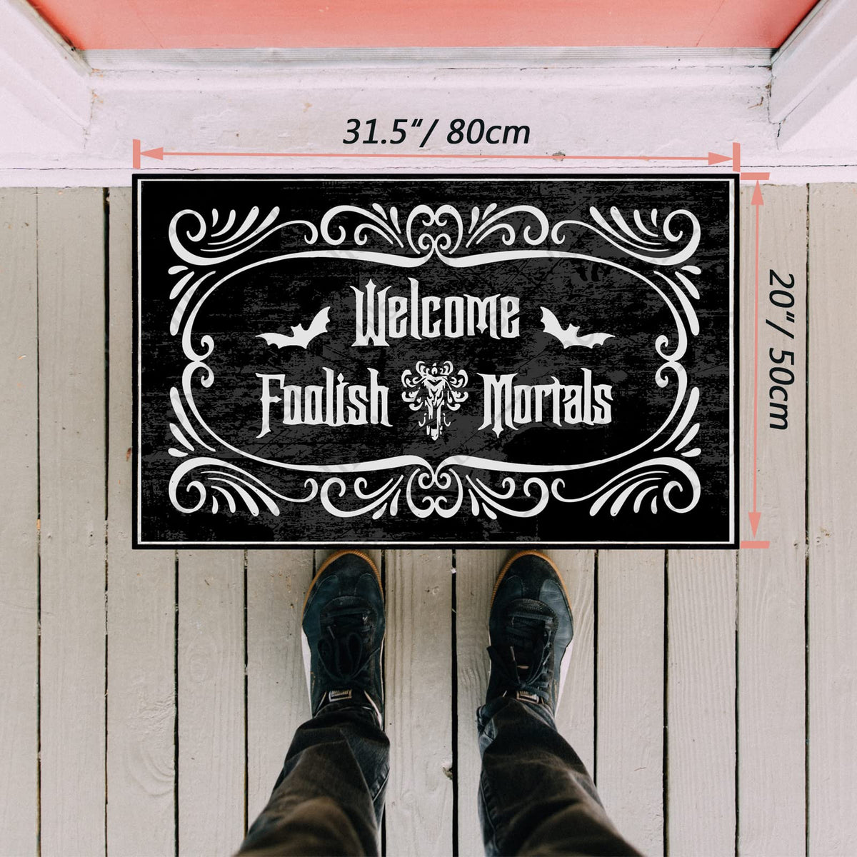 Shelinh Welcome Foolish Mortals Custom Doormats Funny Front Door Mat Cute Welcome Mat Non Slip Indoor18x30 Inch