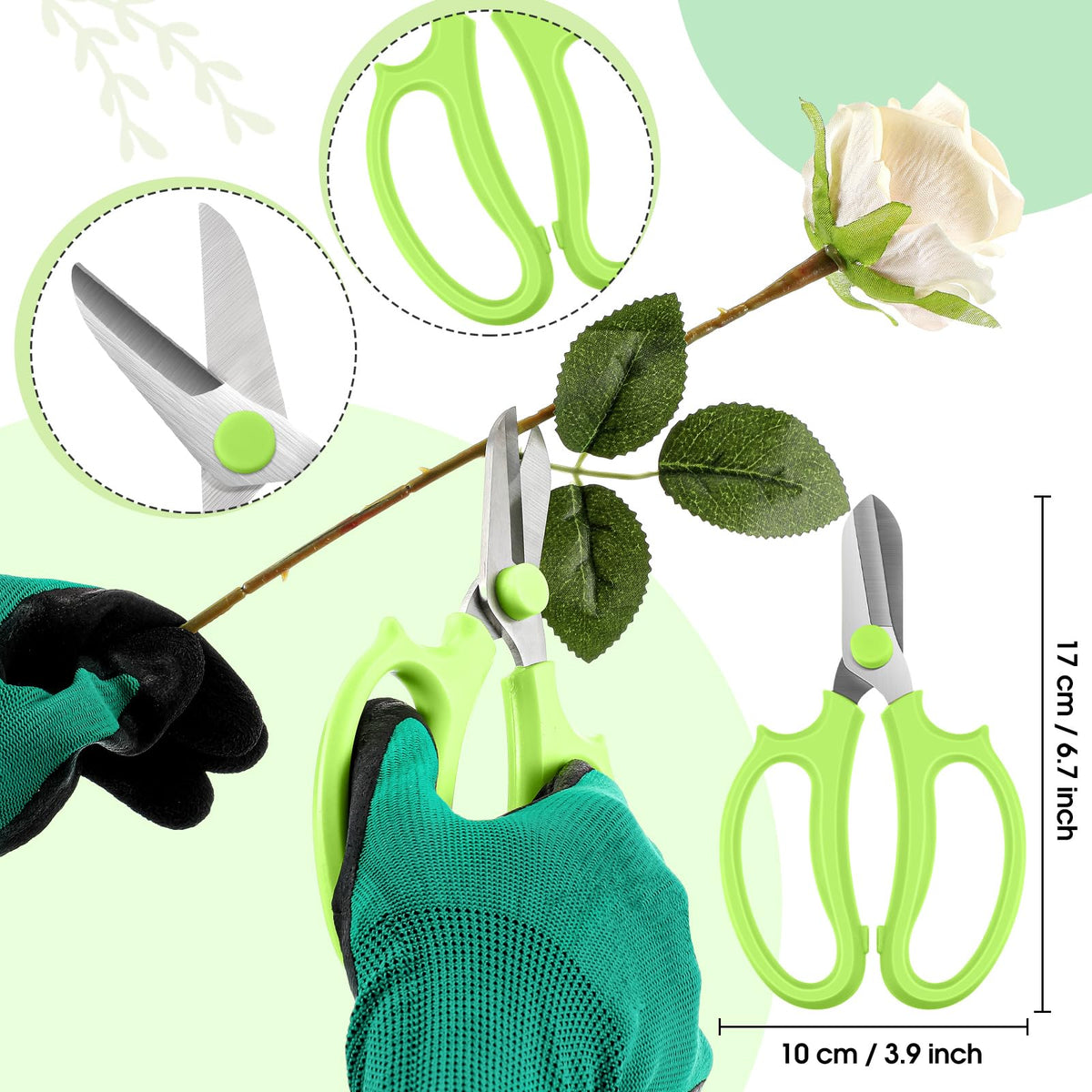 WILLBOND Gardening Gift Set for Women, Mother's Day Floral Arrangement Kit with Pruning Shears, Thorn Remover, Gloves and Floral Tape, Garden Tool Gift Kit for Mom, Wife, Garden Lovers(Green)