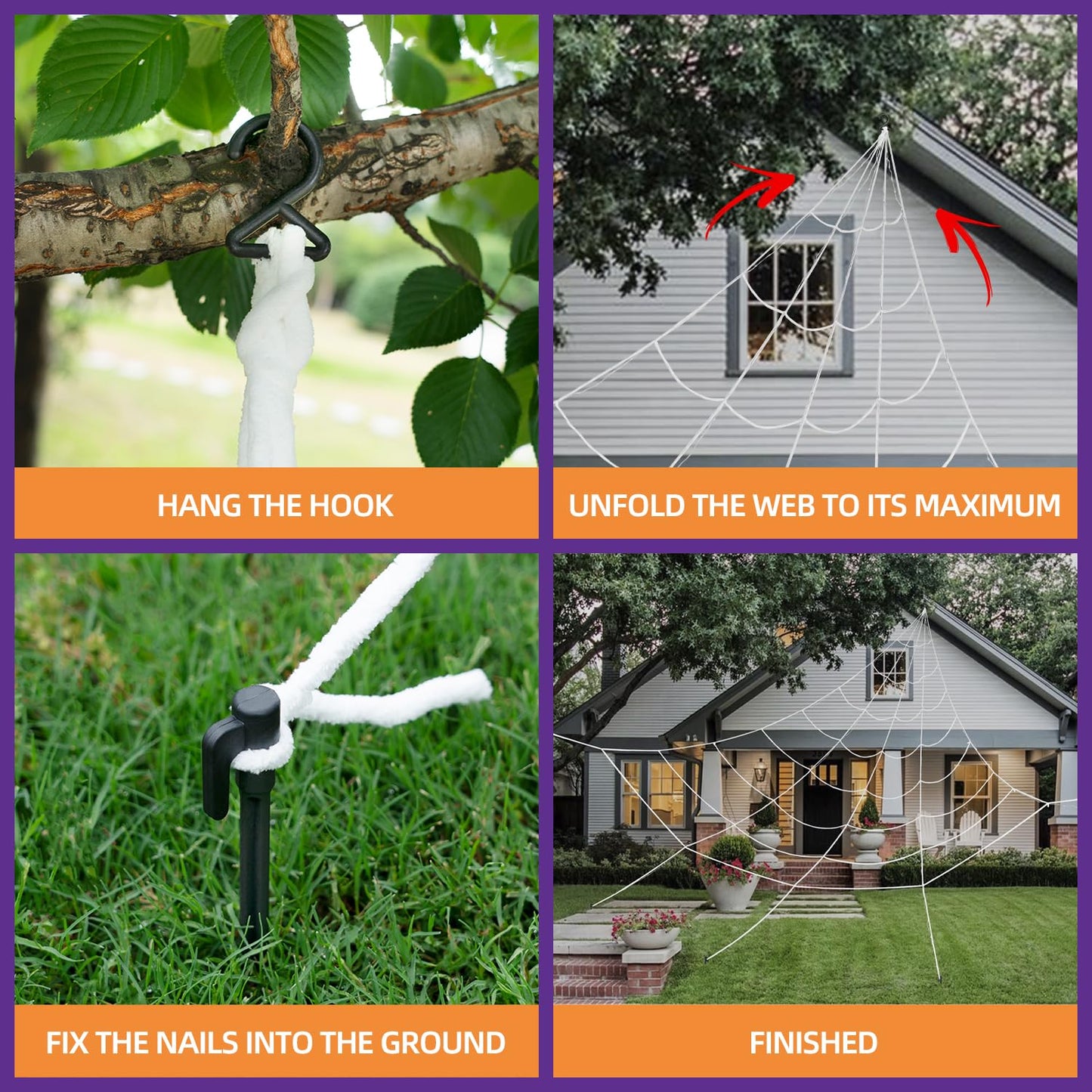 Kendane Halloween Decorations Outdoor and Indoor,200" Halloween Spider Web with 59" Giant Spider,Scary Party Decorations for Yard,House Decor.
