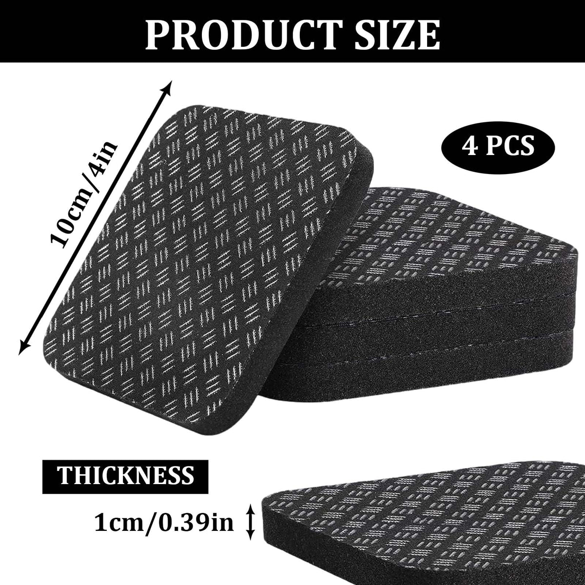 4PCS Non-Slip Walking Pad Mat,Treadmill Mat Pad for Carpet Hardwood Floors Indoor & Gym, Noise Reduction Exercise Equipment Mat for Under Treadmill & Exercise Bike Machines (4, 10mm)