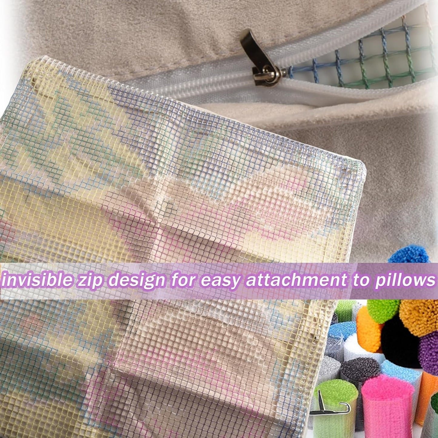 Generic Seaside Lighthouse Latch Hook Kits Pillow DIY Rug Crochet Hook Cushion Making Kits Printed Pattern Canvas Pillowcase Hooking Kits Pillow Cover Crochet Kits 43x43cm(fa94), HUAN XINS PISPL94