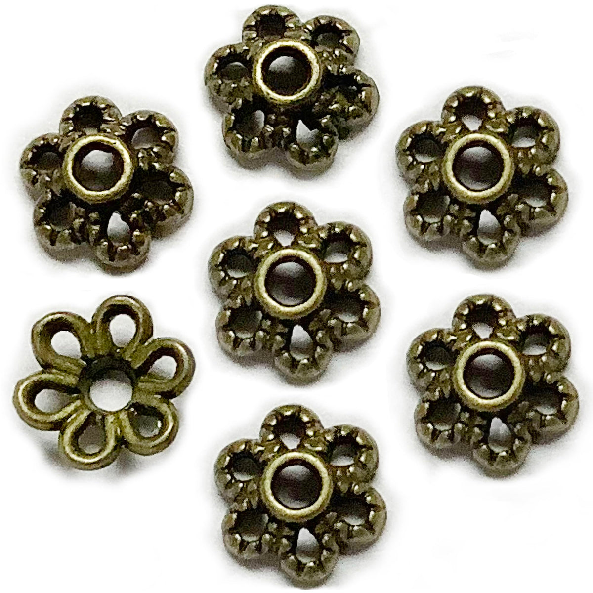 Heather's cf Flower Bead Caps Custom Fancy Charm Jewelry Making Spacer Kit Findings Bulk Vintage for Bracelets Earrings Necklaces Rings Beading Supplies Craft Non Tarnish DIY (Tiny Brass - 500 Pcs)