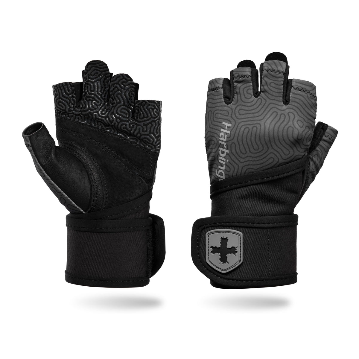 Harbinger Pro Wristwrap Gloves 3.0 - Enhanced Grip, Superior Wrist Support, Breathable 4-Way Stretch Lycra, Durable Leather Palm, Half-Finger Design for Weightlifting, Training - Small, Women's