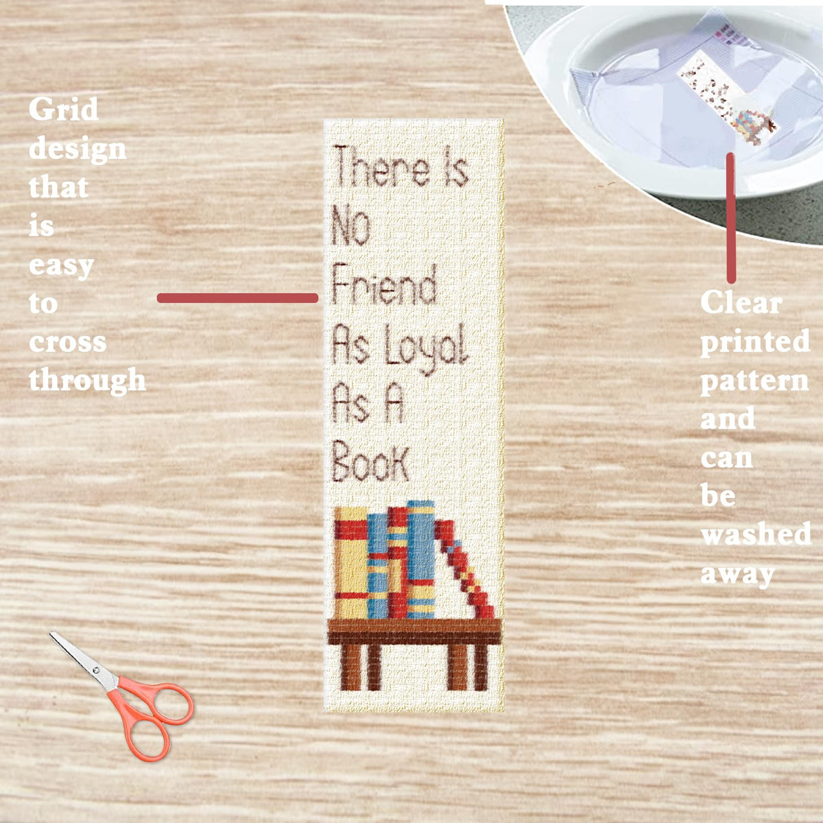 FREEBLOSS 12 Set Cross Stitch Bookmark Kit Bookshelves Stamped Cross Stitch