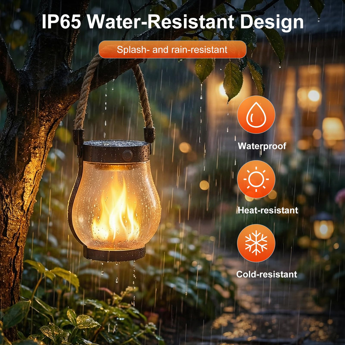 Solar Lanterns Outdoor Waterproof 4 Pack, Outdoor Solar Lanterns with Flickering Flame Effect, USB-C & Solar Charging, Auto Dusk to Dawn, Hanging Light for Garden Patio Yard