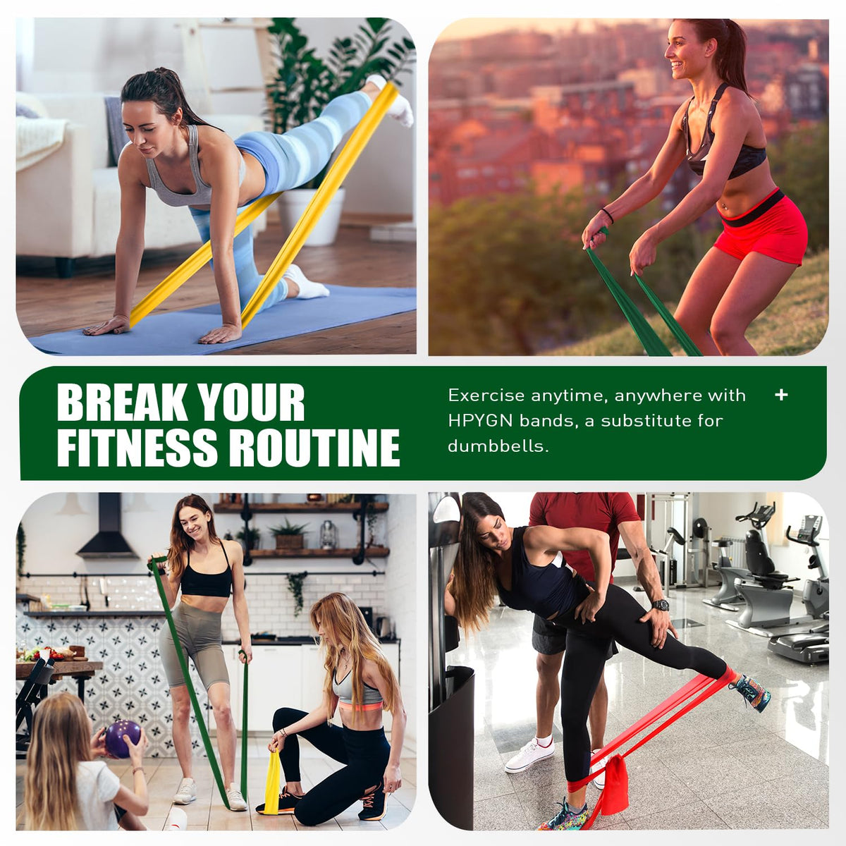 HPYGN Resistance Bands, Exercise Bands Set, Yoga Bands for Physical Therapy, Yoga, Pilates, Rehab, Fitness, Strength Training, Professional Non-Latex Elastic Bands for Home Gym