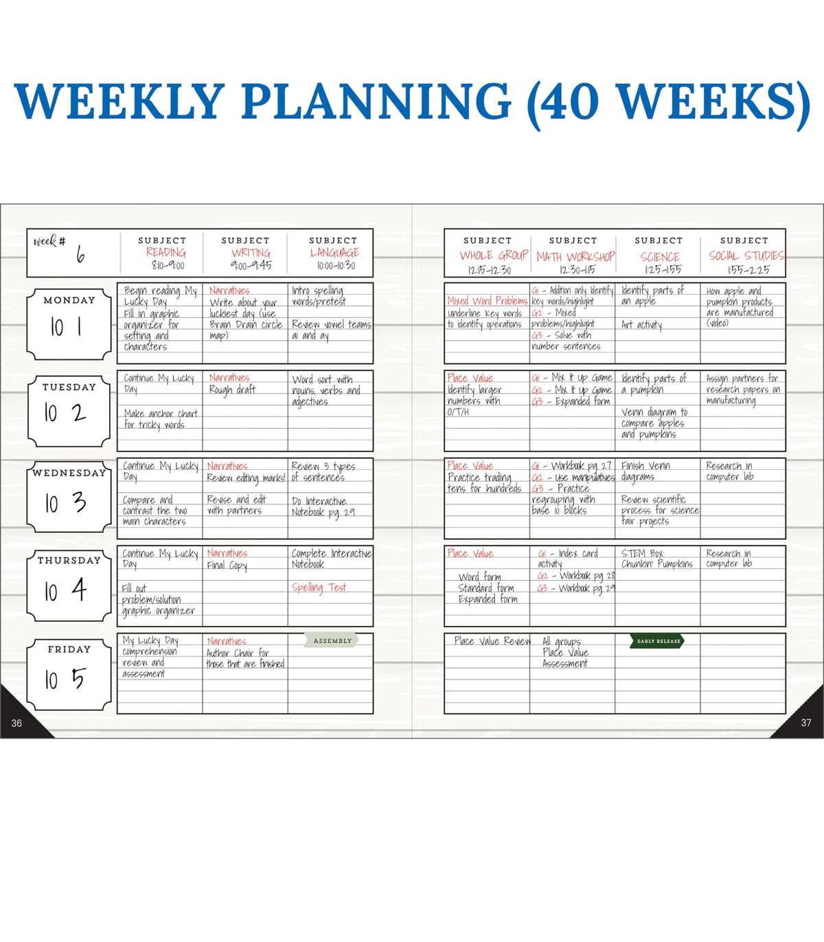 Carson Dellosa Education Modern Farmhouse Teacher Planner 2026-2027,Undated 8" x 11" Lesson Plan Book With Stickers, Class Schedule & Weekly Calendar School Supplies, Homeschool & Classroom Must Haves