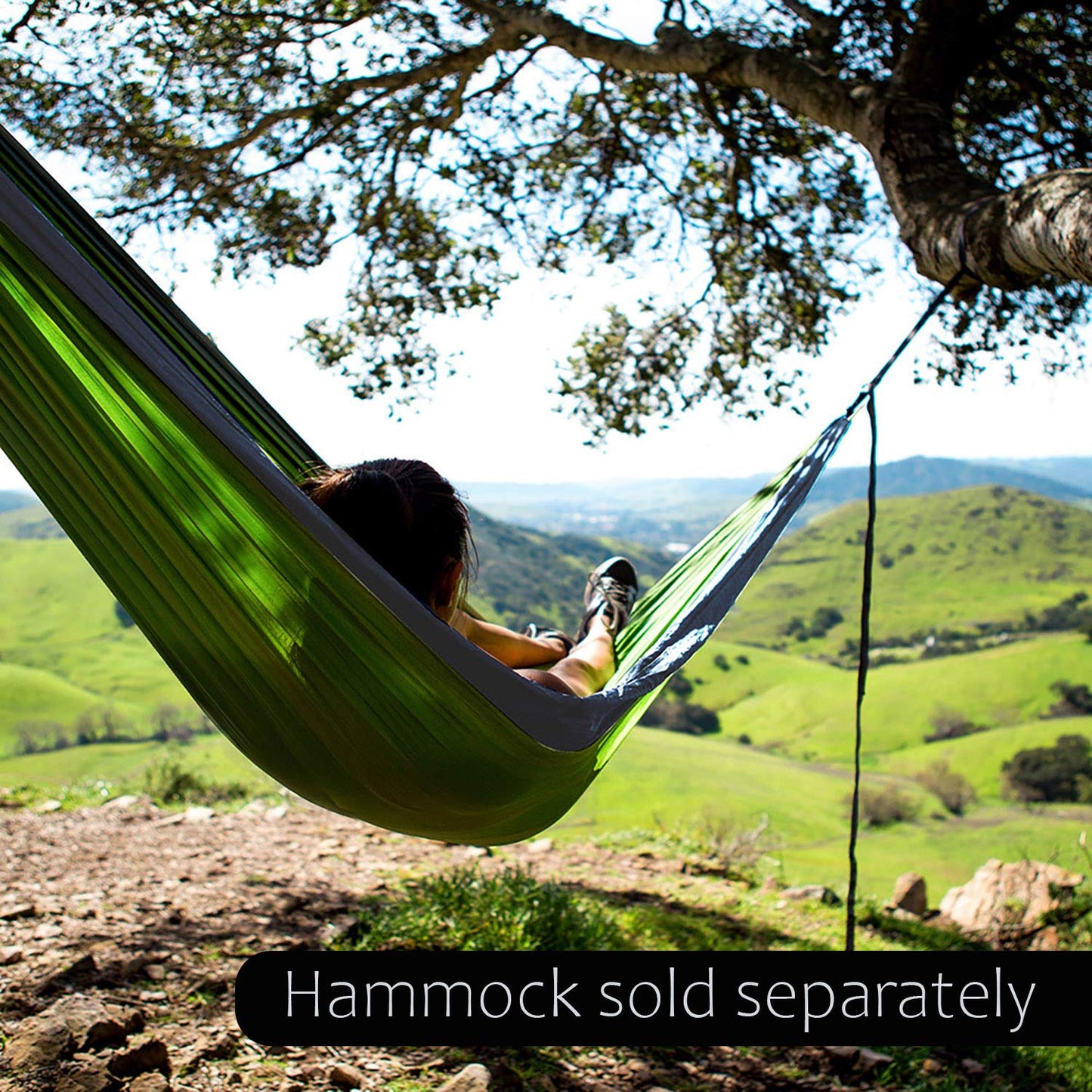 Pro Venture Hammock Straps and Carabiners Set | 22 Feet Total, 44+2 Loops | 1200lbs Breaking Strength (500lbs Rated) | Non-Stretch, Lightweight, Portable - Quick Setup | Heavy Duty, Tree Friendly