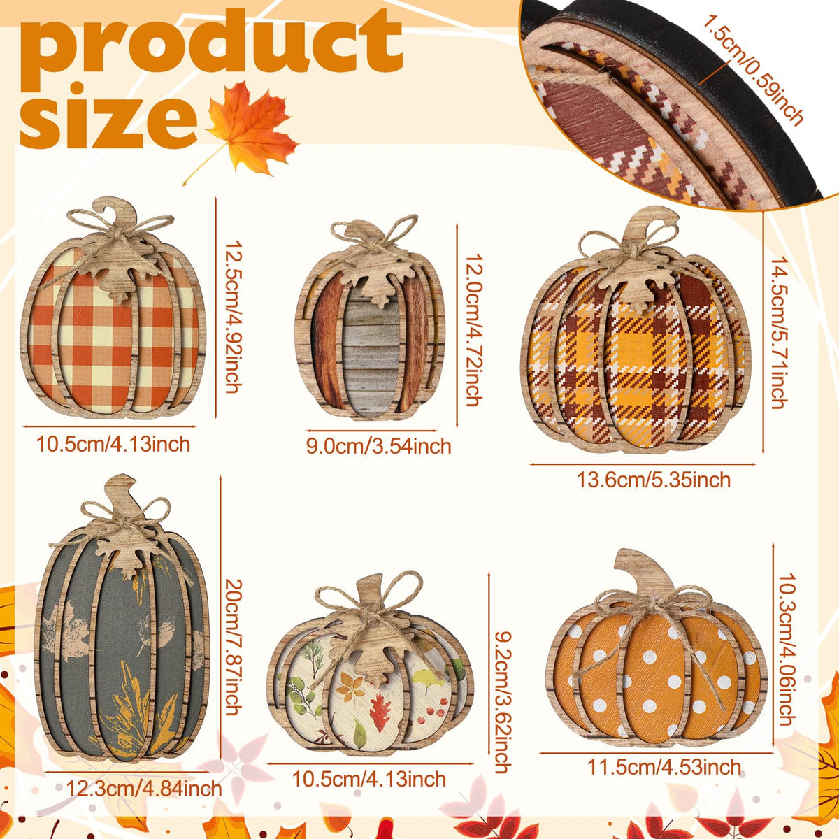 Leinuosen 6 Pcs Fall Pumpkin Decor Fall Decor for Home Pumpkin Wooden Block Sign Autumn Tiered Tray Decorations Thanksgiving Table Centerpieces Decorations for Harvest Party Home Shelf