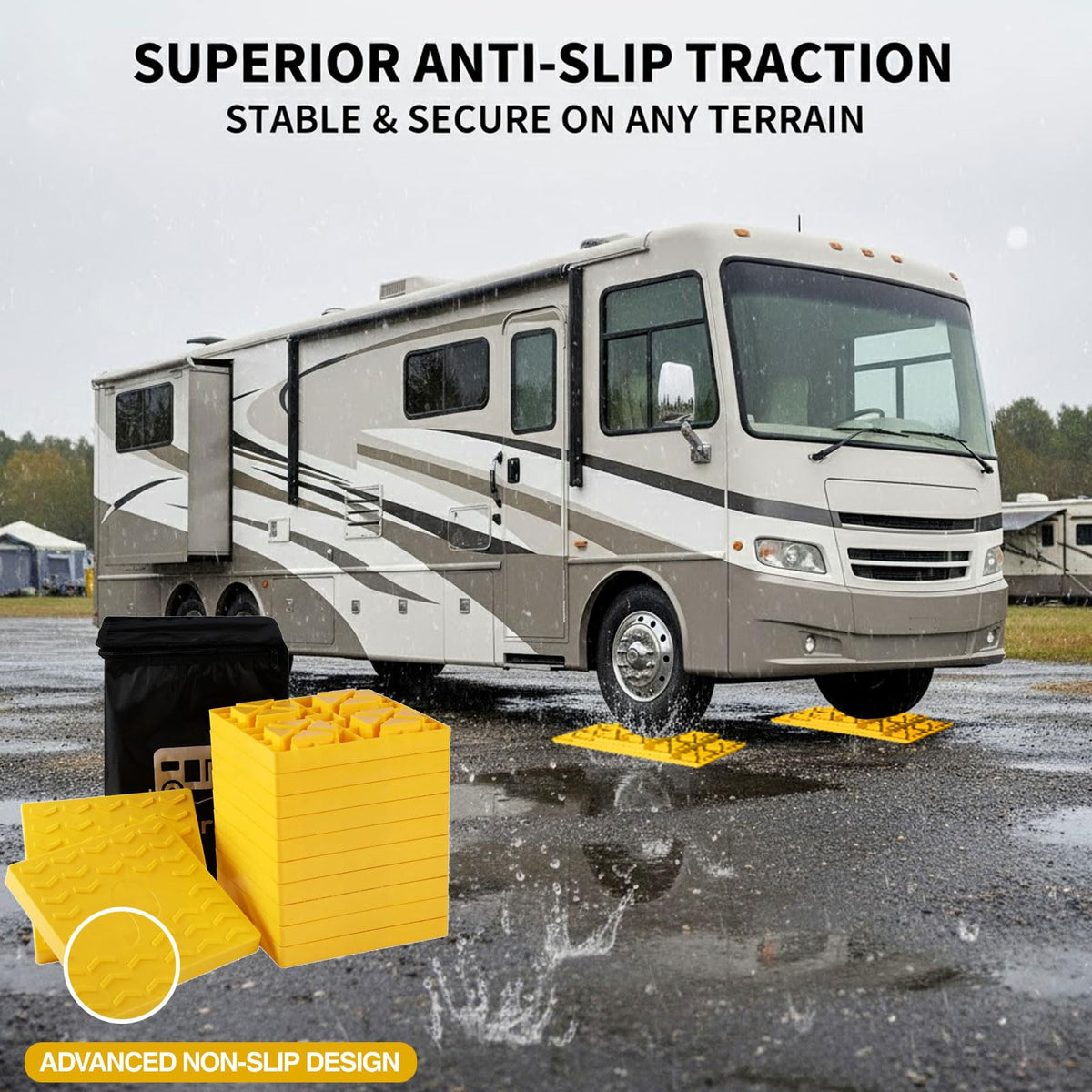 Keltrion 12 Pack Camper/RV Leveling Blocks Suitable for 4 Wheels Interlocking and Anti-Slip Design with Carrying Bag Heavy-Duty for Camper Travel Trailer Yellow