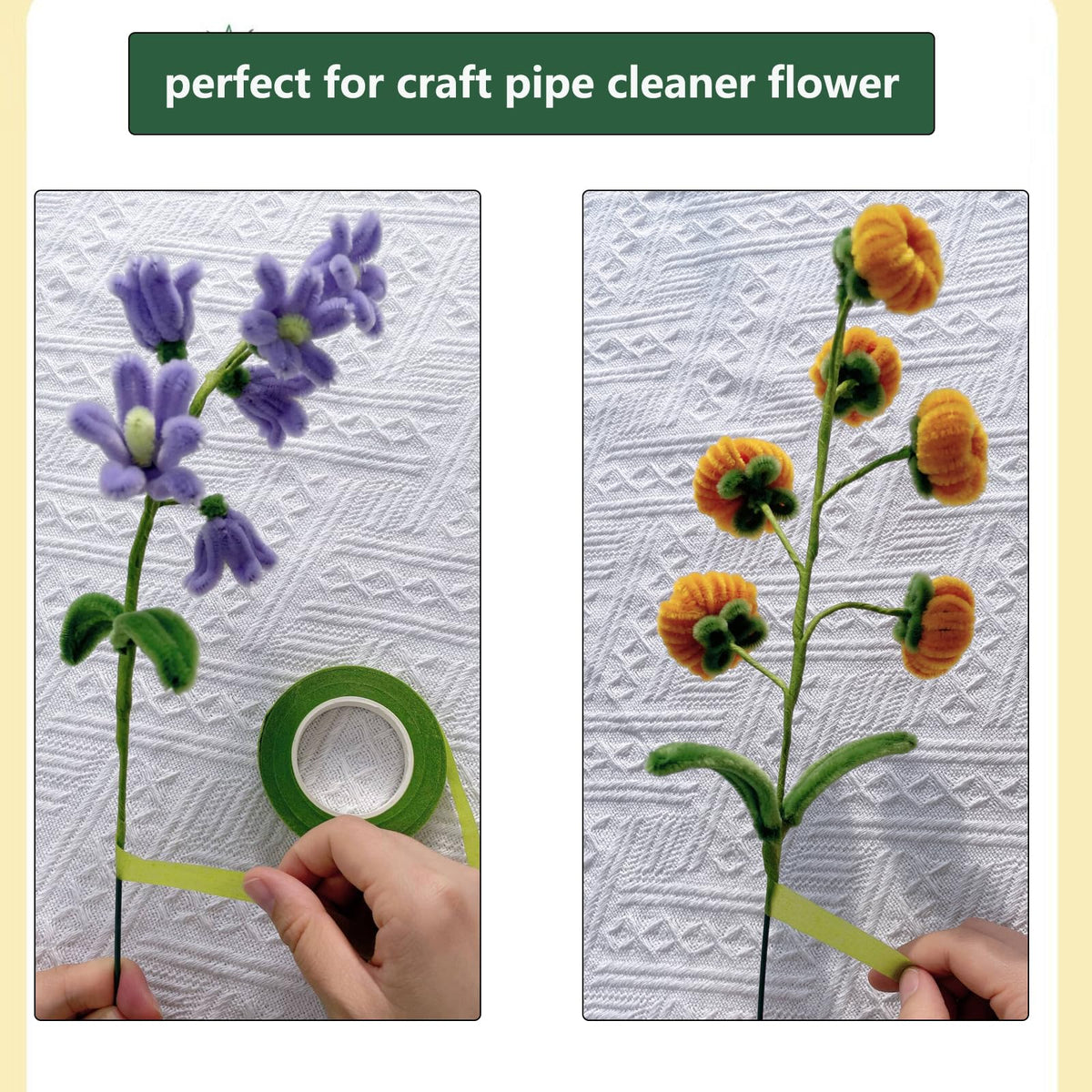 Swpohrat 50 pcs 2 Guage 11.8 Inch Floral Stem Wire and 4 Rolls 1/2 Inch Wide Green Floral Tape for Craft Pipe Cleaner Bouquet,Wedding Bouquet,Flower Pens,Arts and Crafts Making
