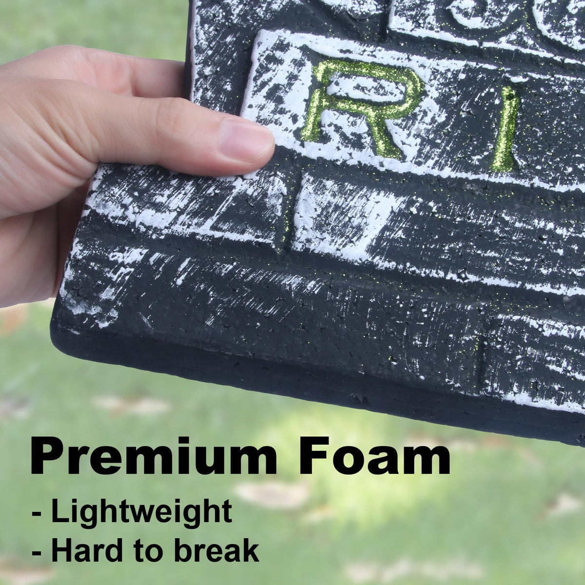 17" Foam Tombstones – Halloween Headstones Outdoor Decorations – RIP Graveyard Stones for Yard Cemetery Lawn Decor – Set of 3