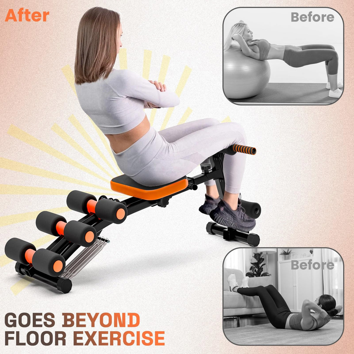 sxvbdway Ab Trainer Machine Weight Bench, Ab Workout Bench for Home Gym, Multi-Functional Adjustable Abdominal Crunch Machine, Abdominal Exercise Equipment for Total Body Workout Black